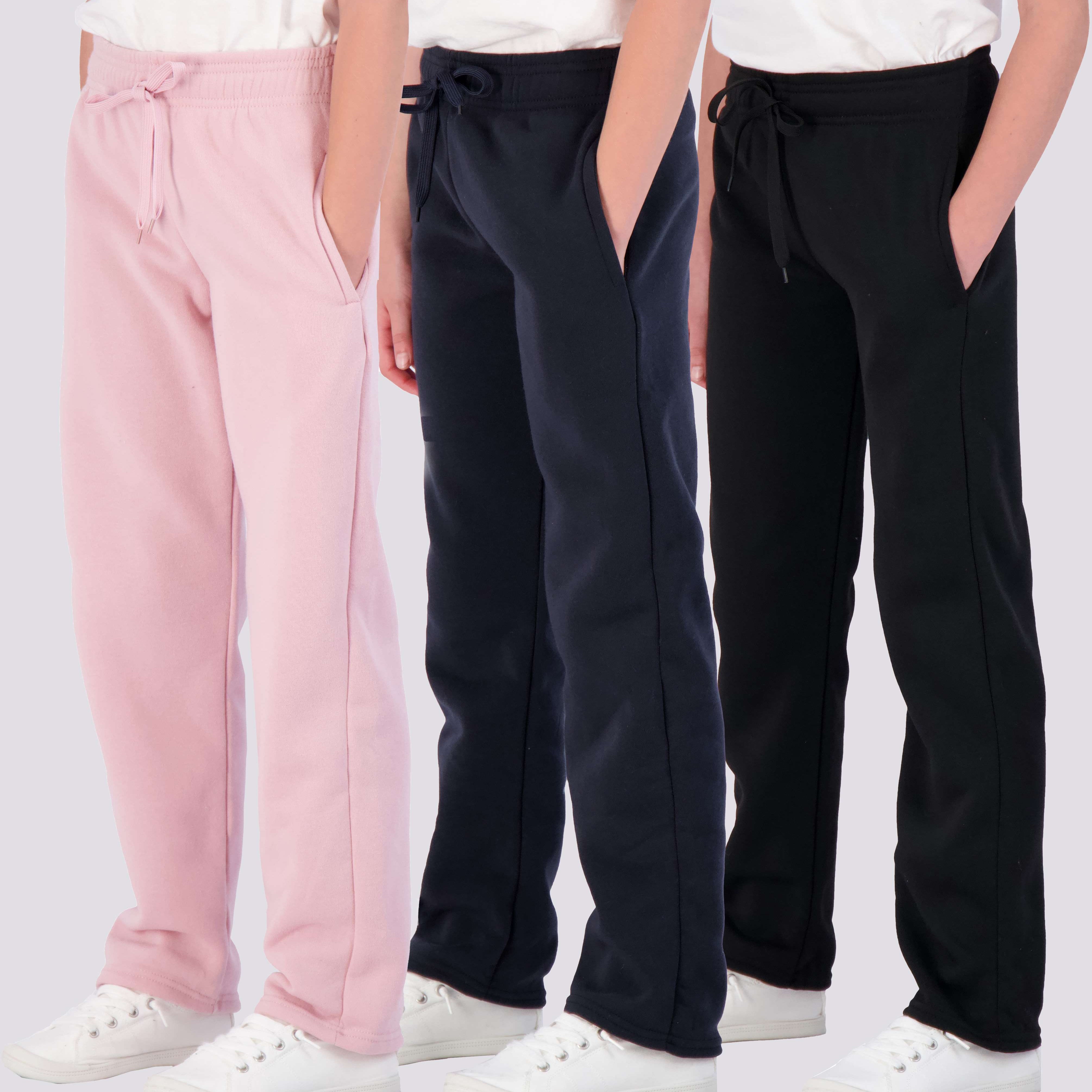 3 Pack: Girls Fleece Open Bottom Sweatpants