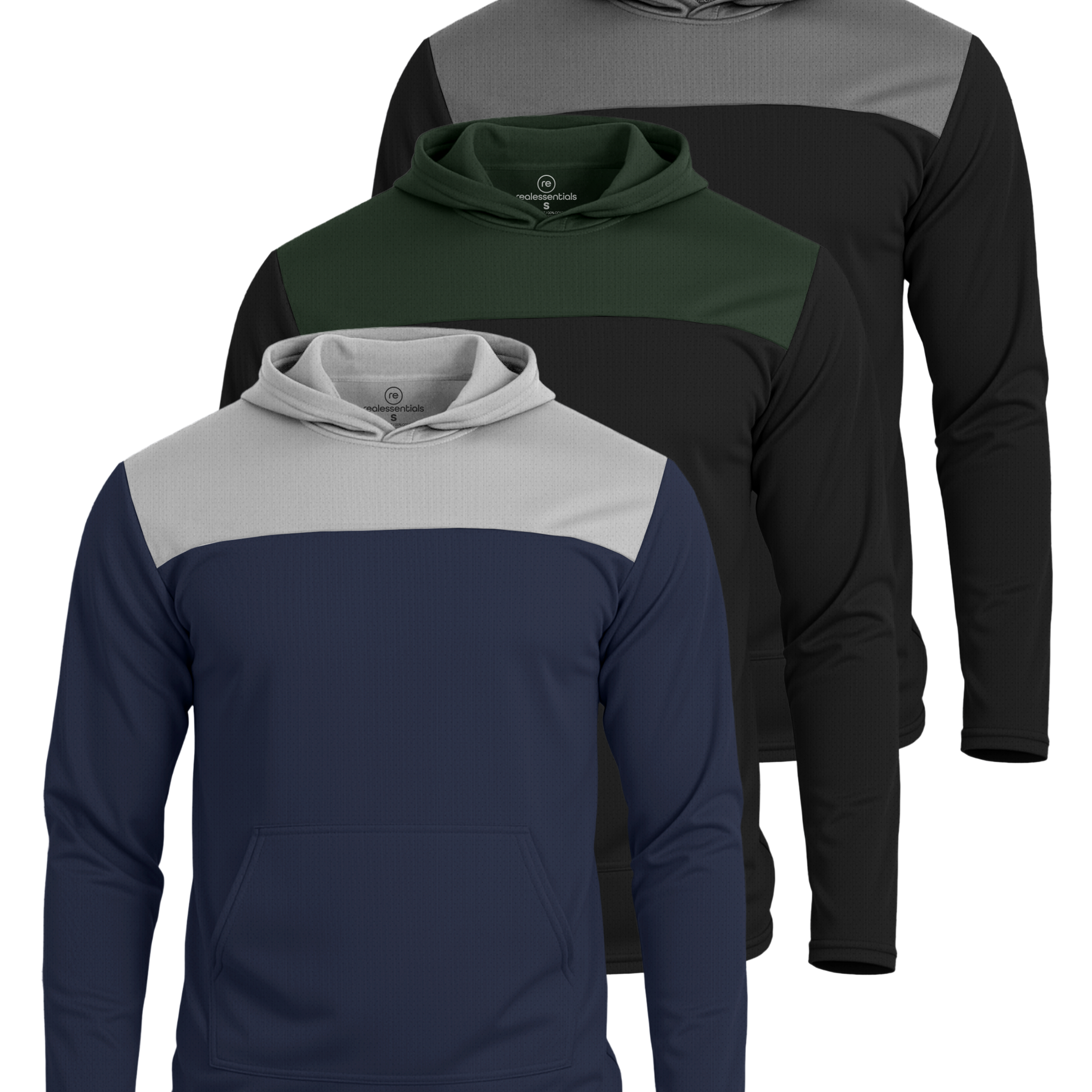 3 Pack: Mens Mesh Pullover Hoodie