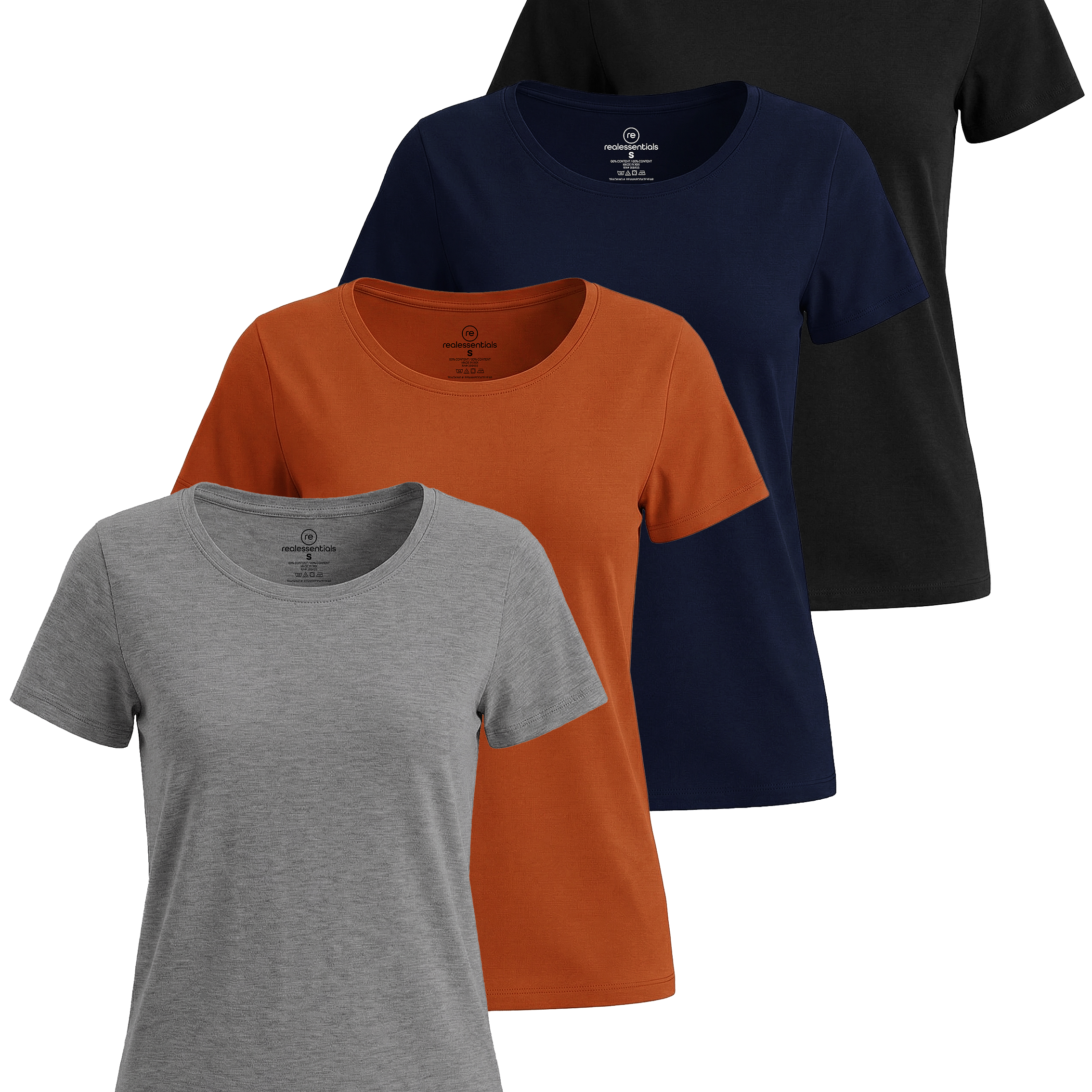 4 Pack: Womens Classic-Fit Cotton Short-Sleeve Scoop Neck T-Shirt