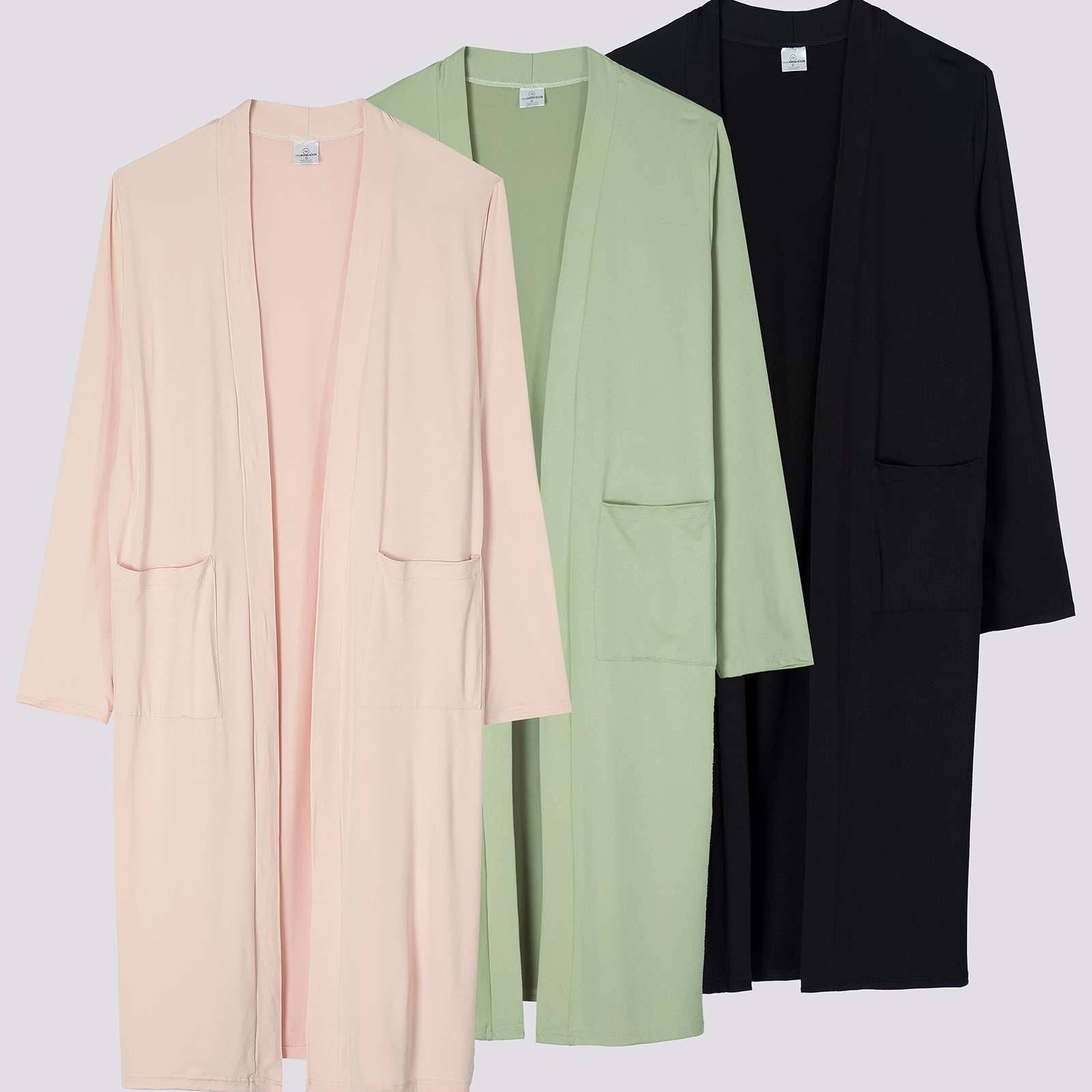 3 Pack: Women's Long Sleeve Open-Front Cardigan