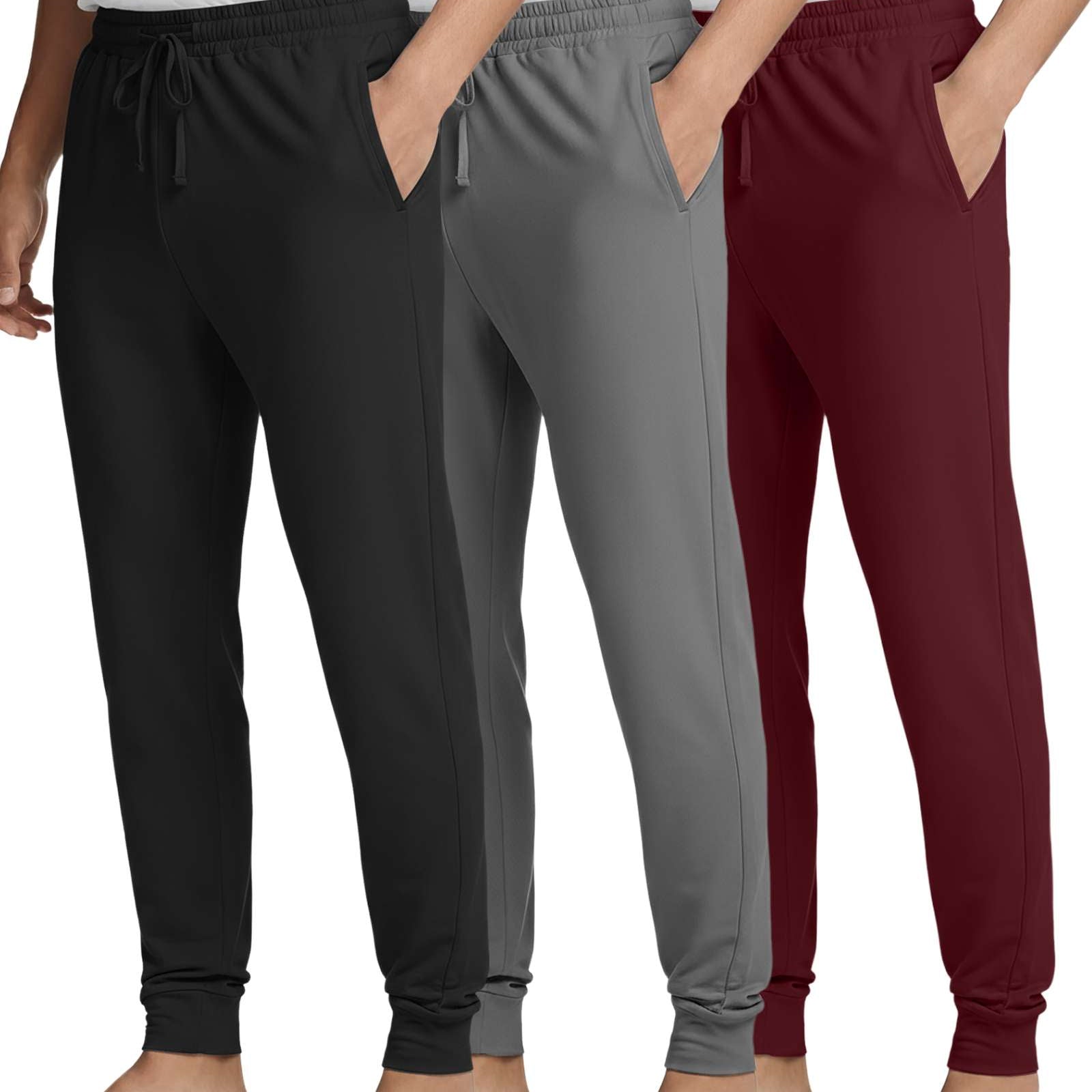 3 Pack: Men's Soft Lounge Sleep Joggers