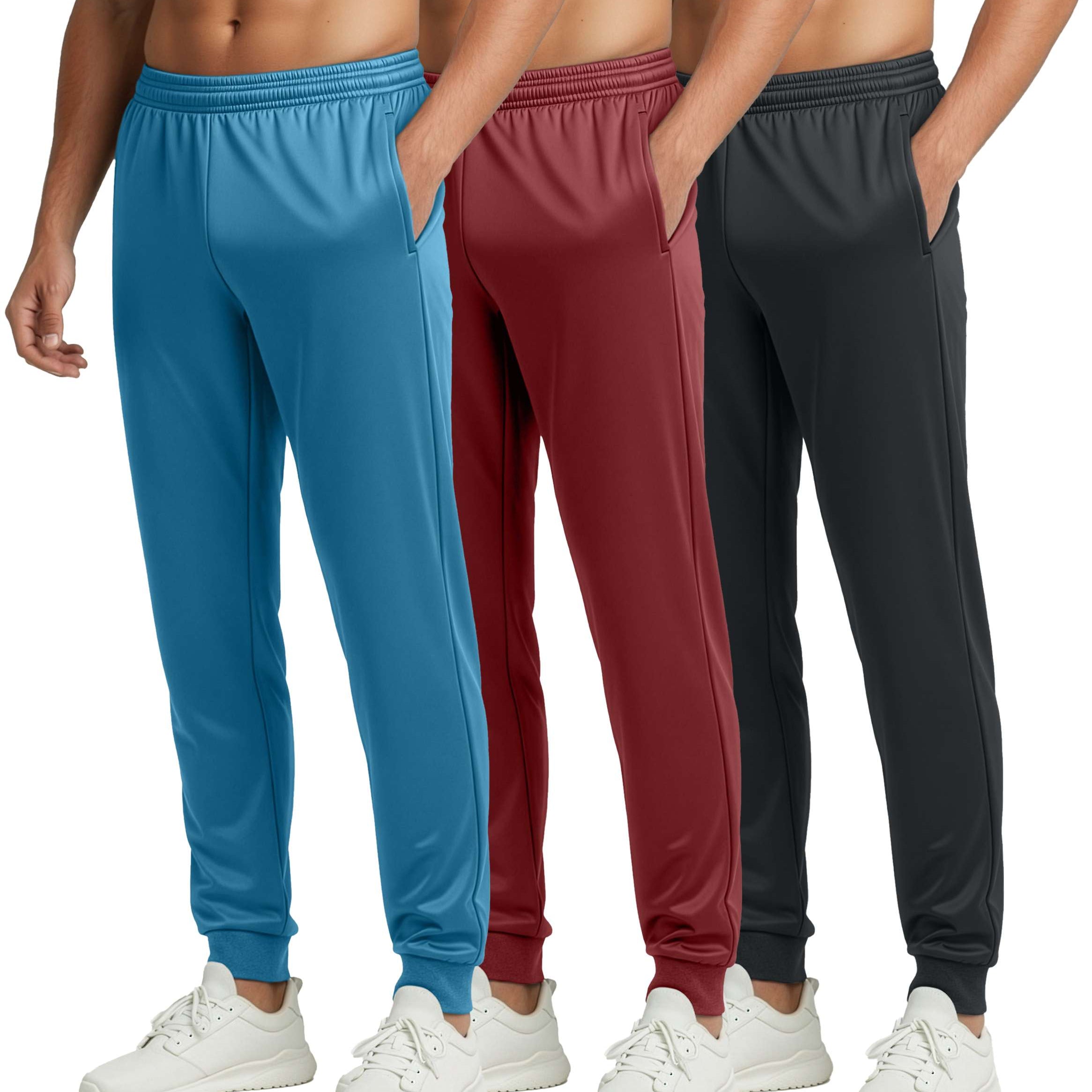 3 Pack: Mens Active Tricot Jogger Sweatpants