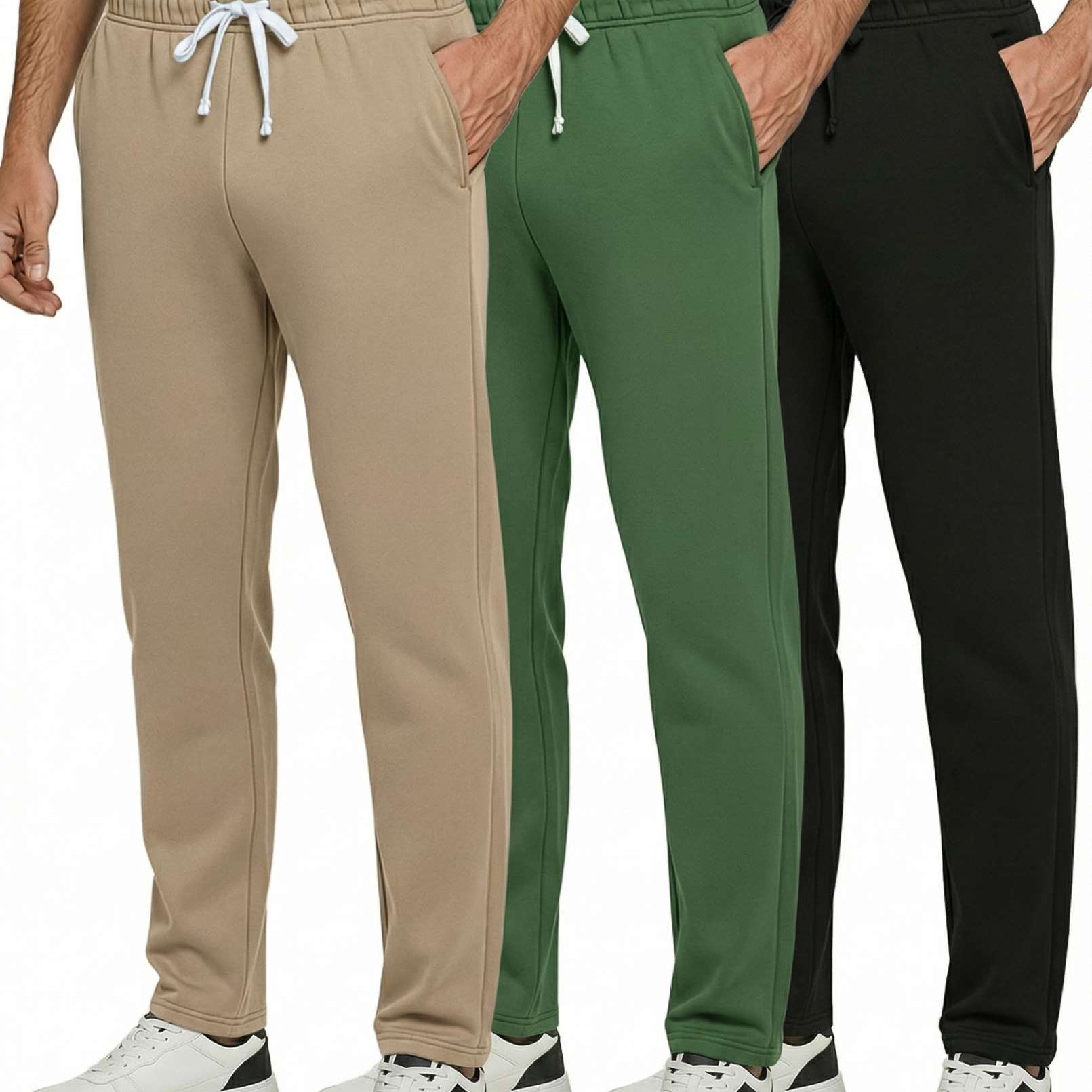 3 Pack: Mens Fleece Open Bottom Sweatpants