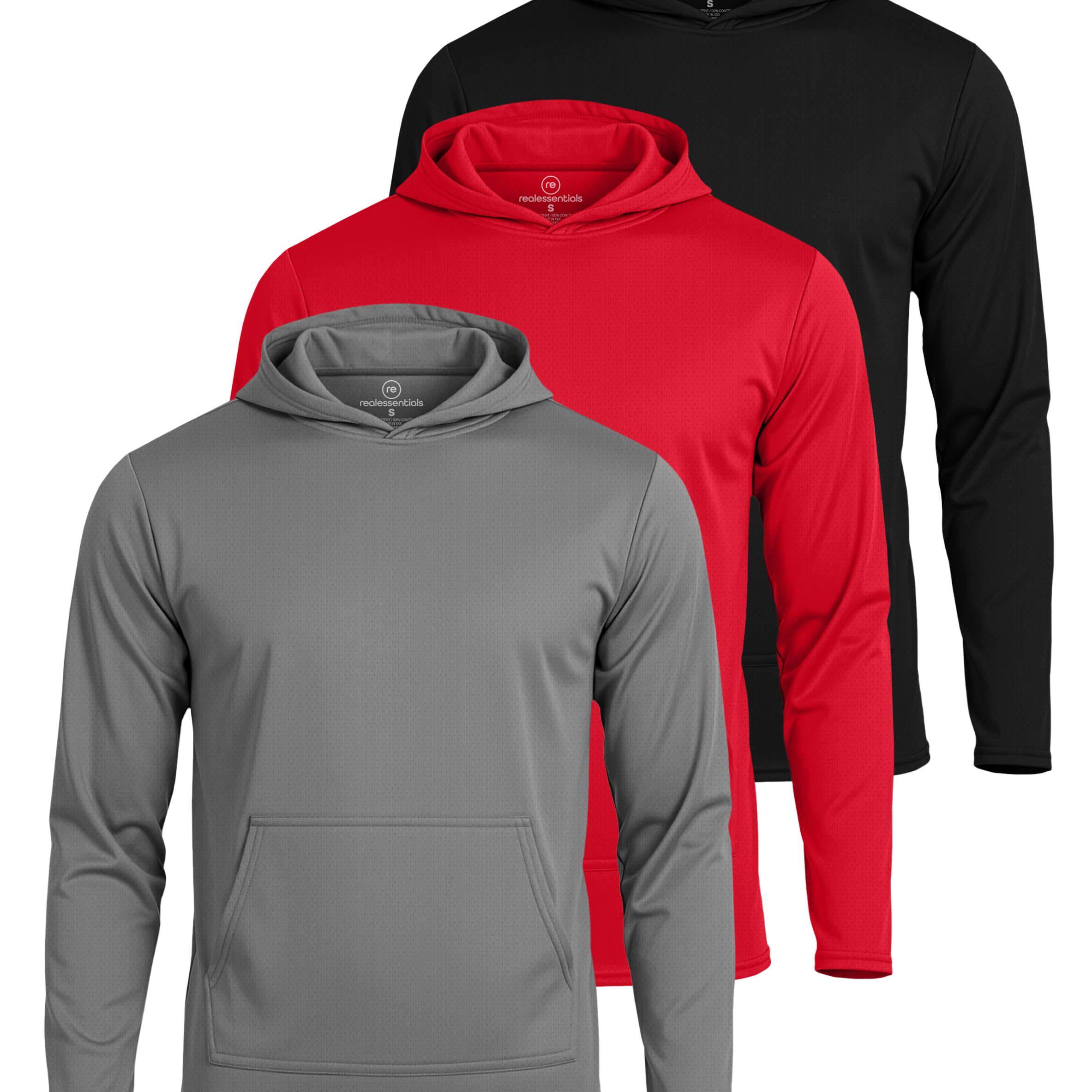 3 Pack: Mens Mesh Pullover Hoodie