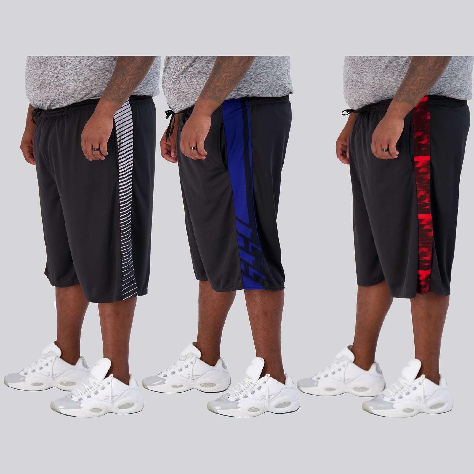 5 Pack: Mens Mesh Active Basketball Shorts (3X-5X)
