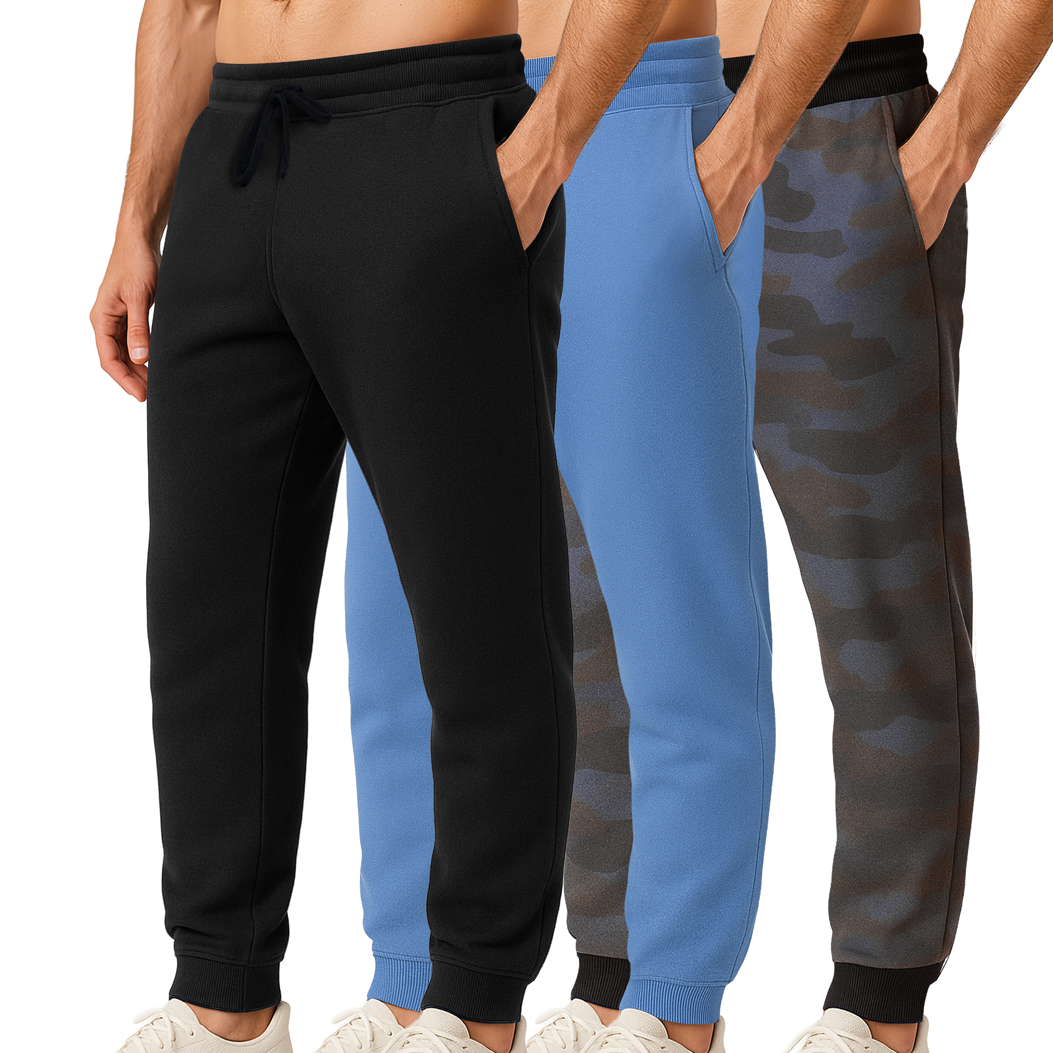 3 Pack: Mens Fleece Jogger Sweatpants