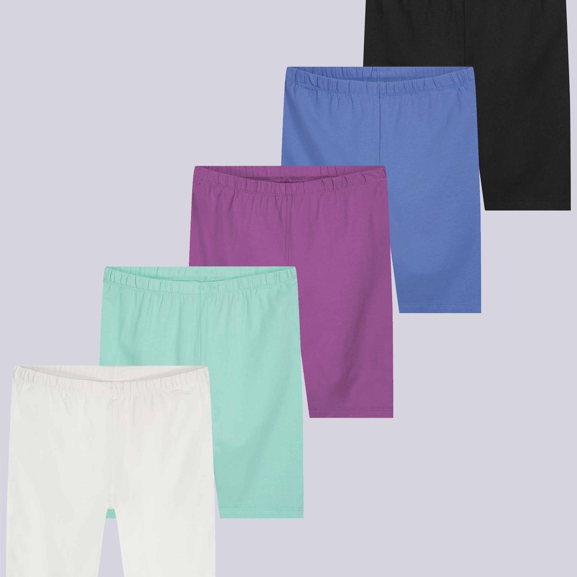 5 Pack: Girls' Cotton Spandex Biker Shorts