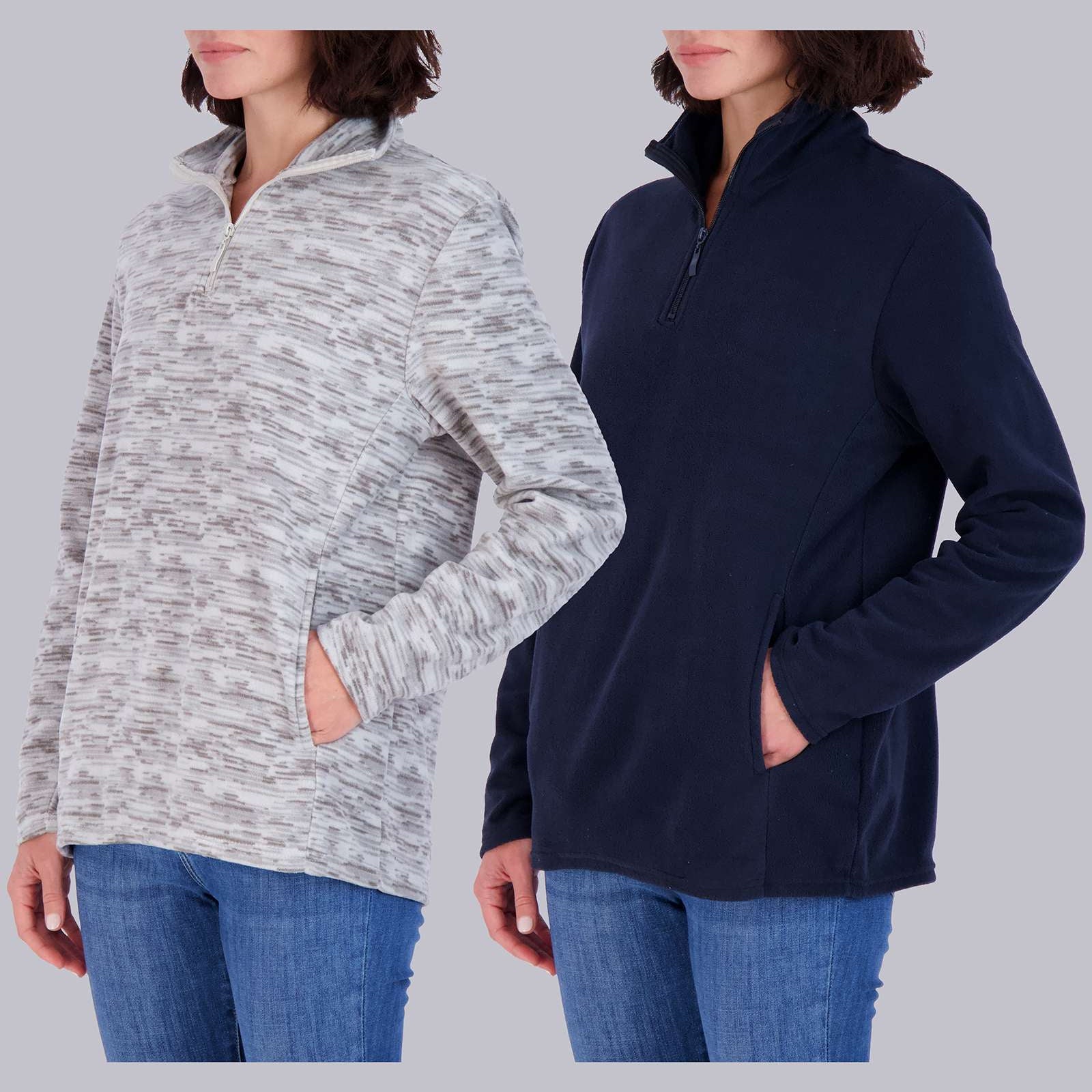 2 Pack: Women's Polar Fleece Long-Sleeve Quarter Zip Winter Jacket (Available in Plus Size)