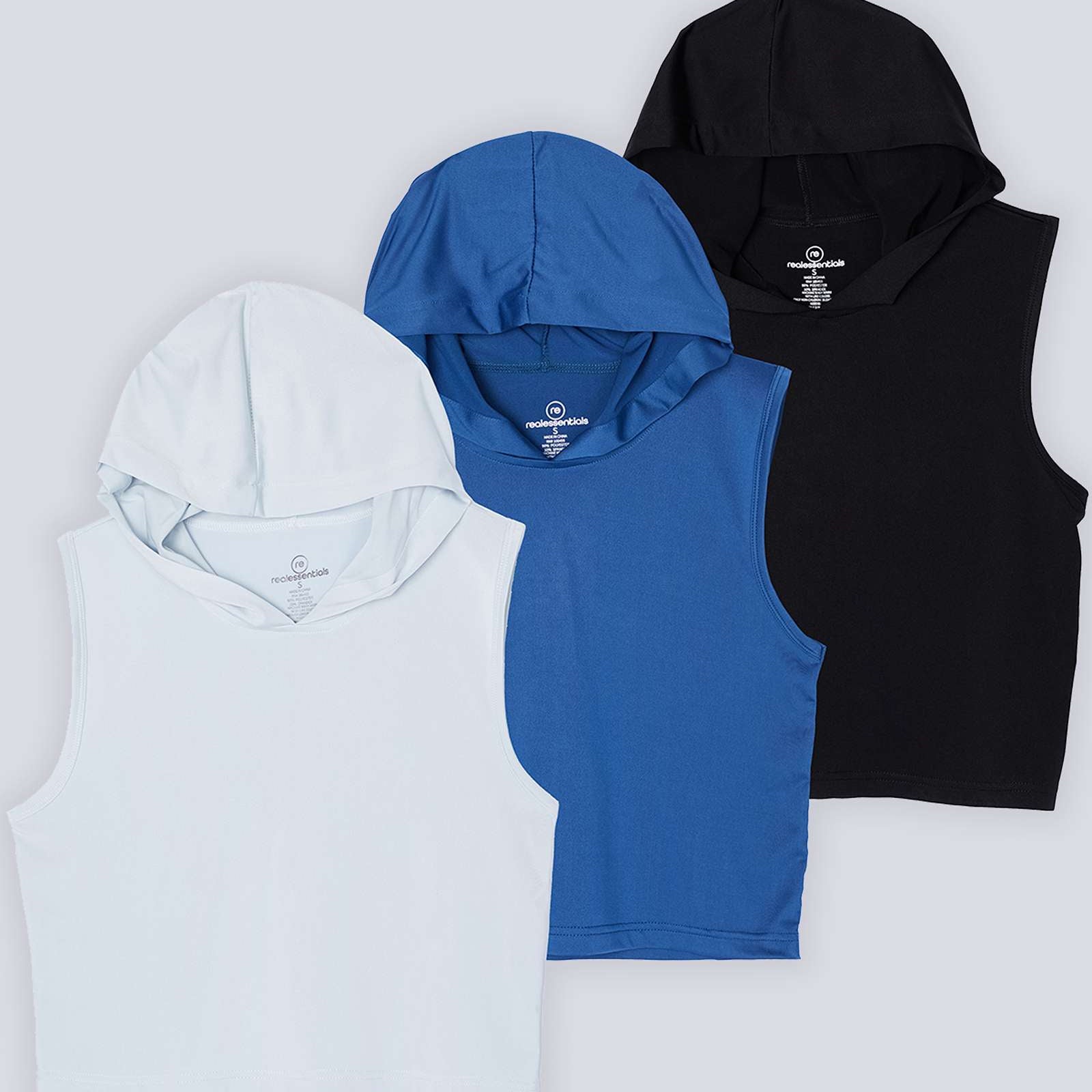 3 Pack: Women's Sleeveless Cropped Tank Top Hoodie