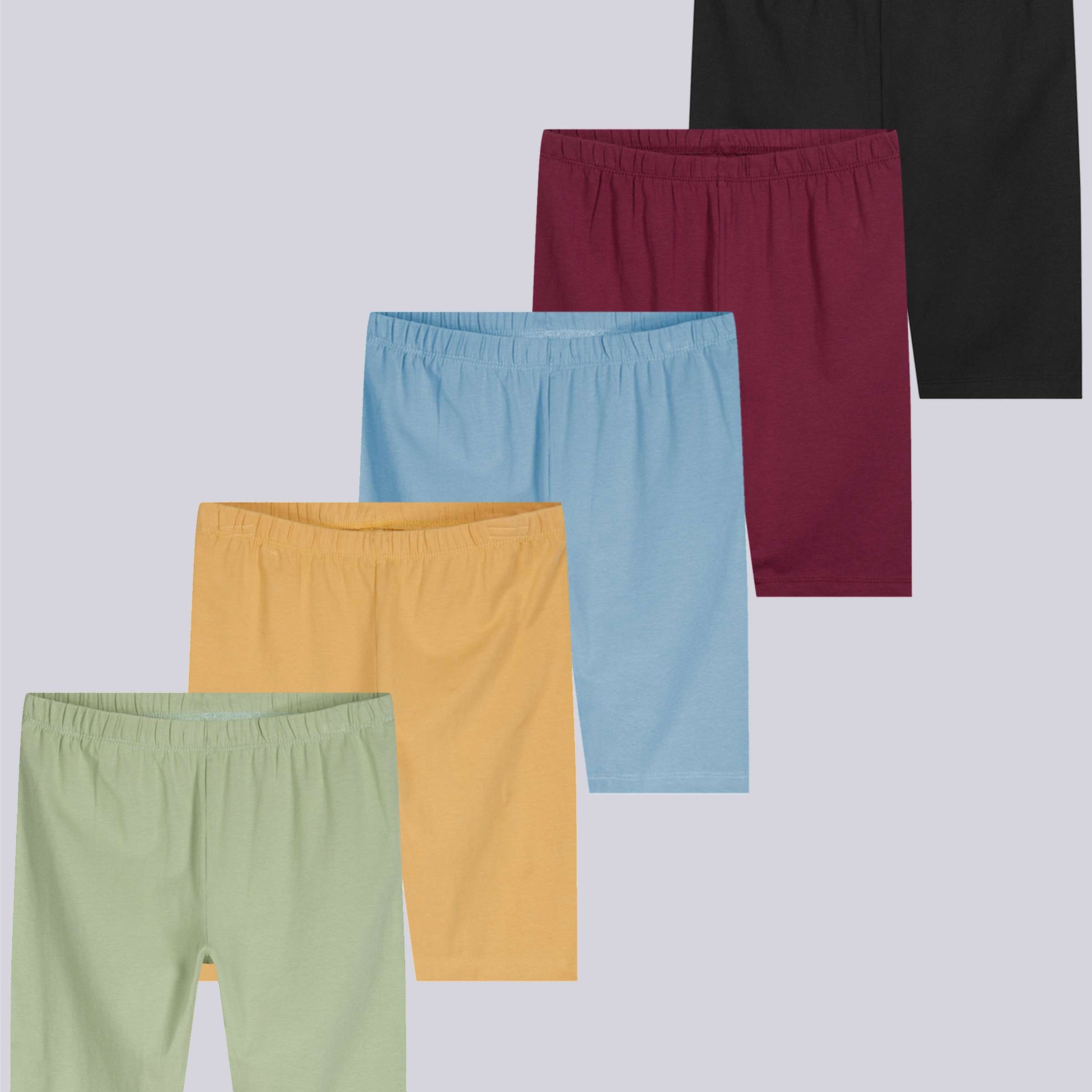 5 Pack: Girls' Cotton Spandex Biker Shorts