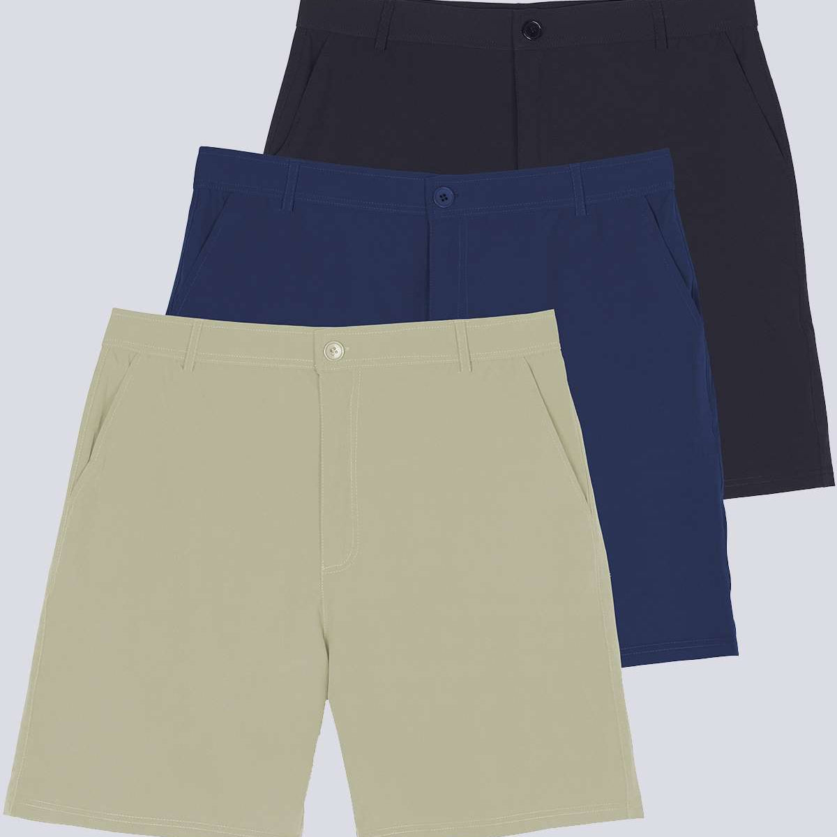 3 Pack: Men's 7" Golf Shorts