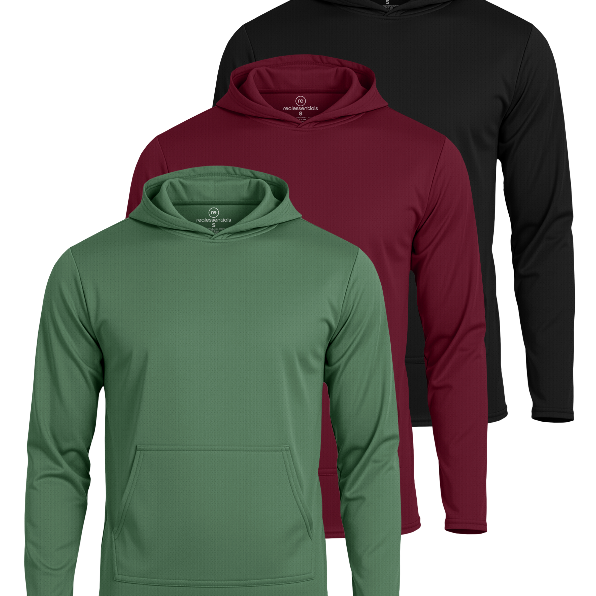 3 Pack: Mens Mesh Pullover Hoodie