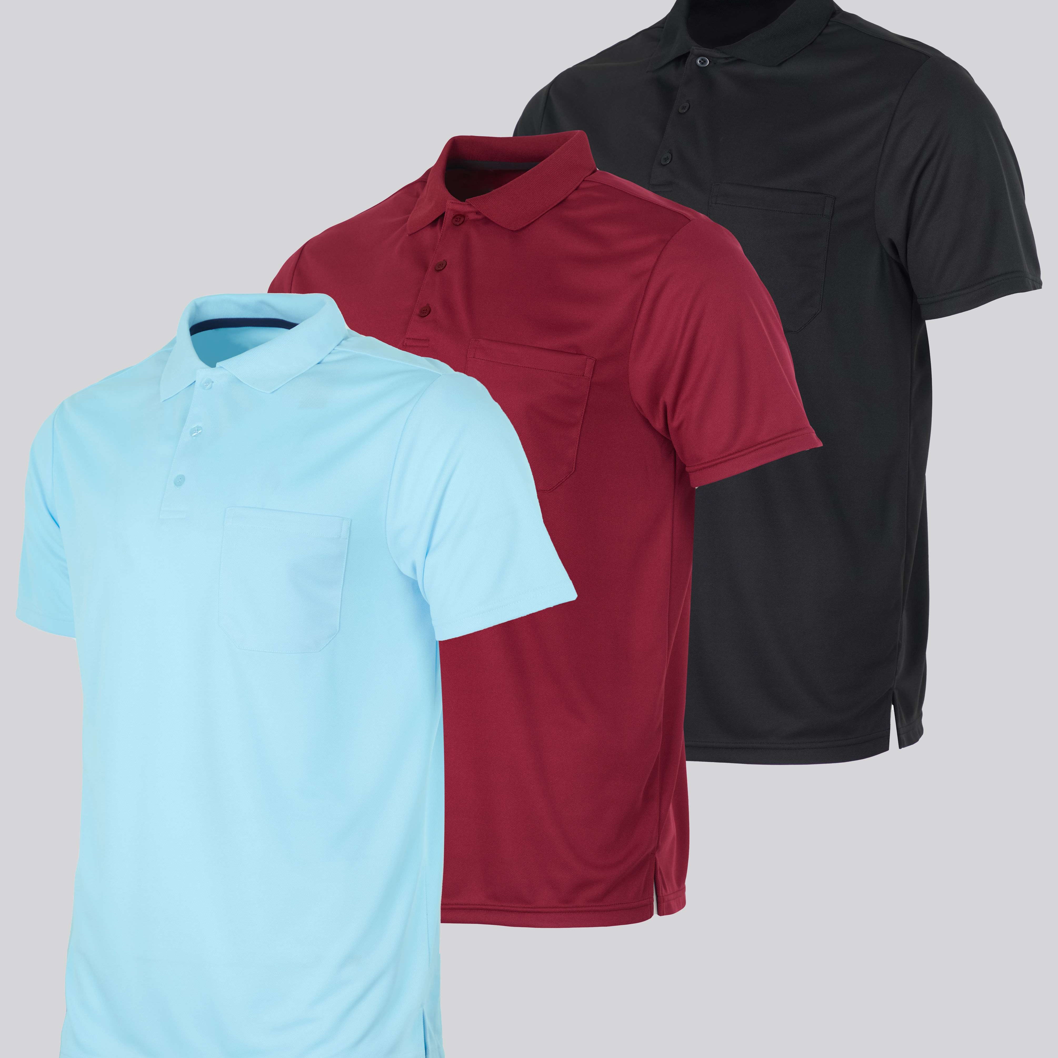 3 Pack: Men's Short Sleeve Dry-Fit Polo Shirt (Available in Big & Tall)