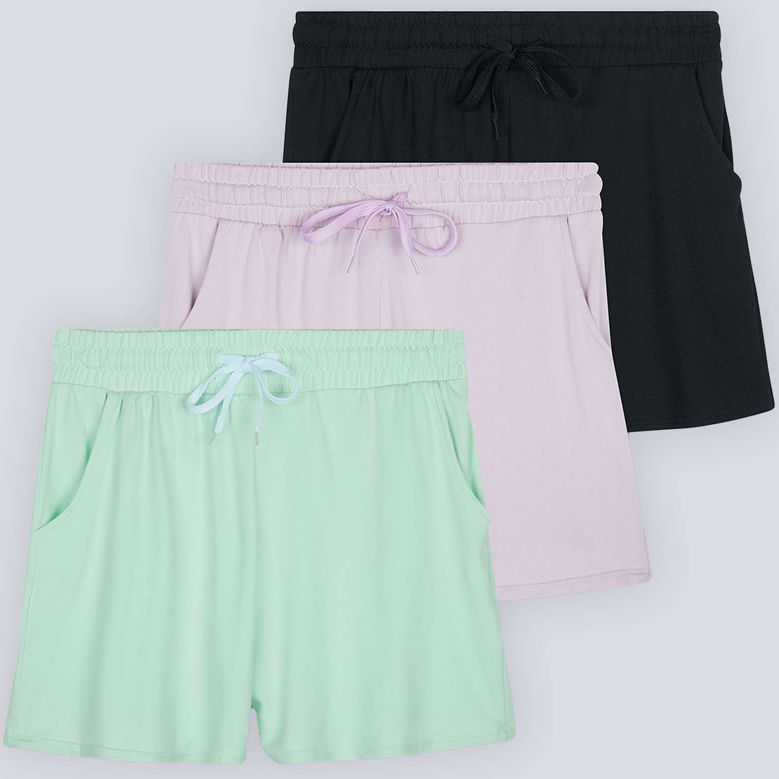 3 Pack: Girls' Lounge Comfy Shorts with Drawstring
