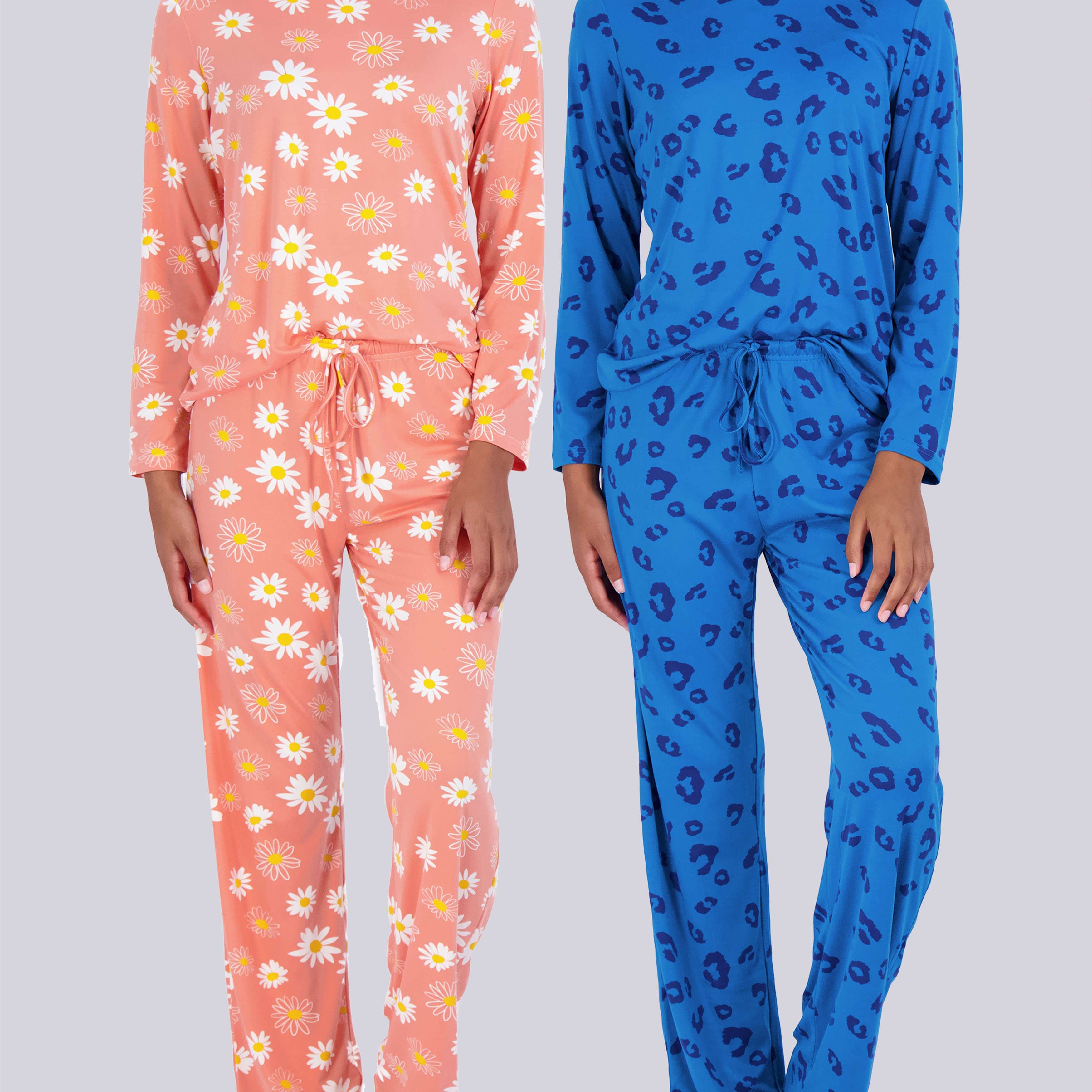 2 Pack: Women’s Pajama Set Super-Soft Long Sleeve Top With Pants