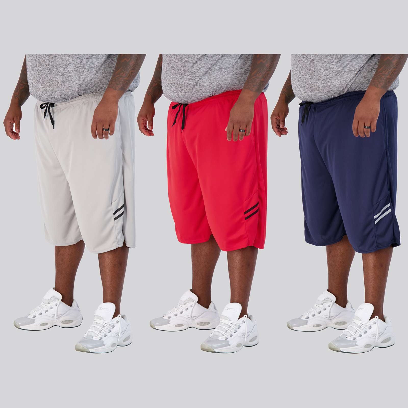 5 Pack: Mens Mesh Active Basketball Shorts (3X-5X)