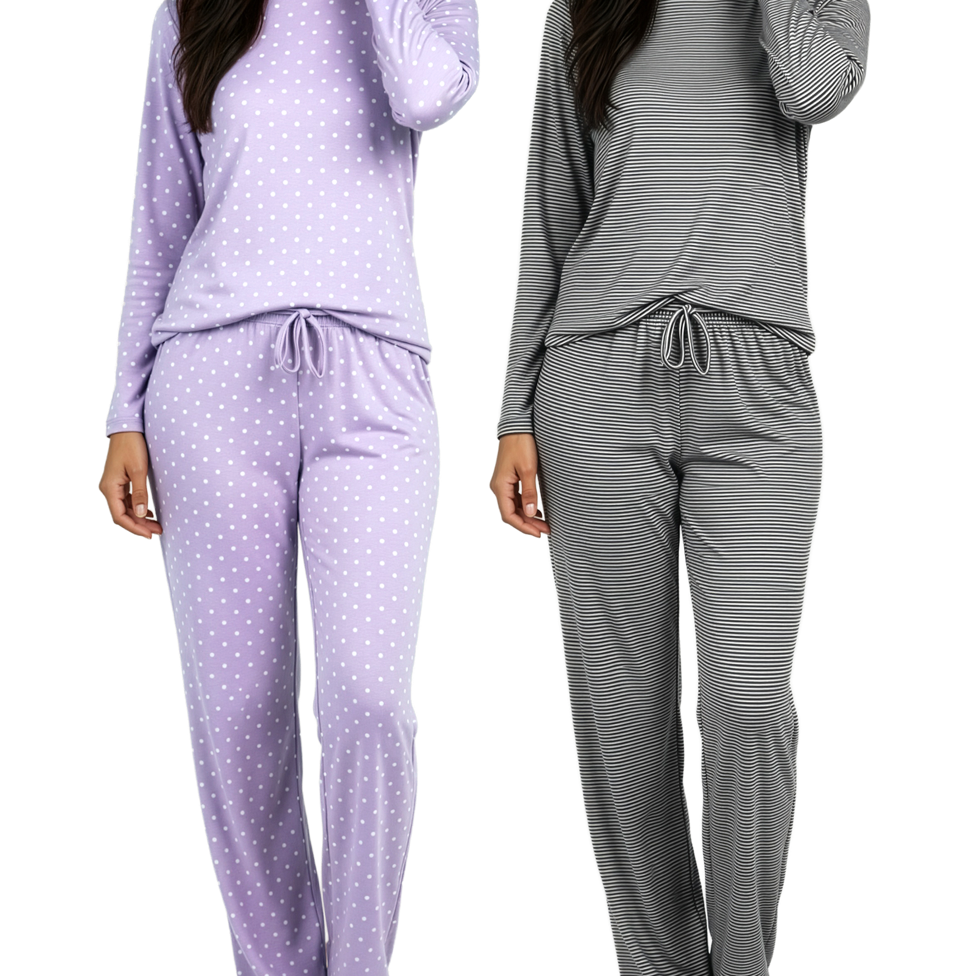 2 Pack: Women’s Pajama Set Super-Soft Long Sleeve Top With Pants