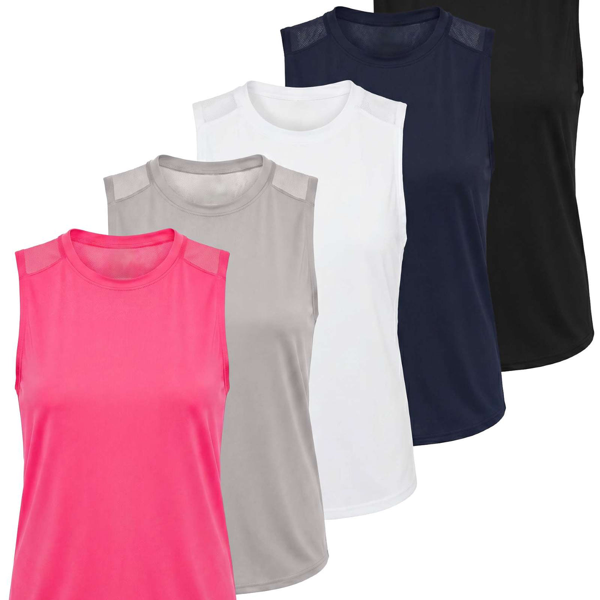 Real Essentials 5 Pack Women's Dry Fit Tank Tops Sleeveless Racerback Athletic Workout - Set 9