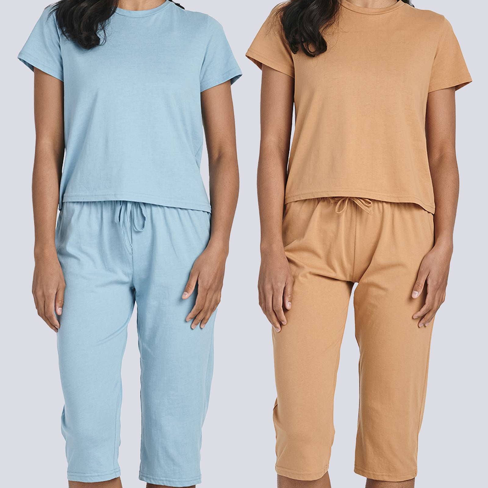 2 Pack: Women's Cotton Pajamas with Capri Pants