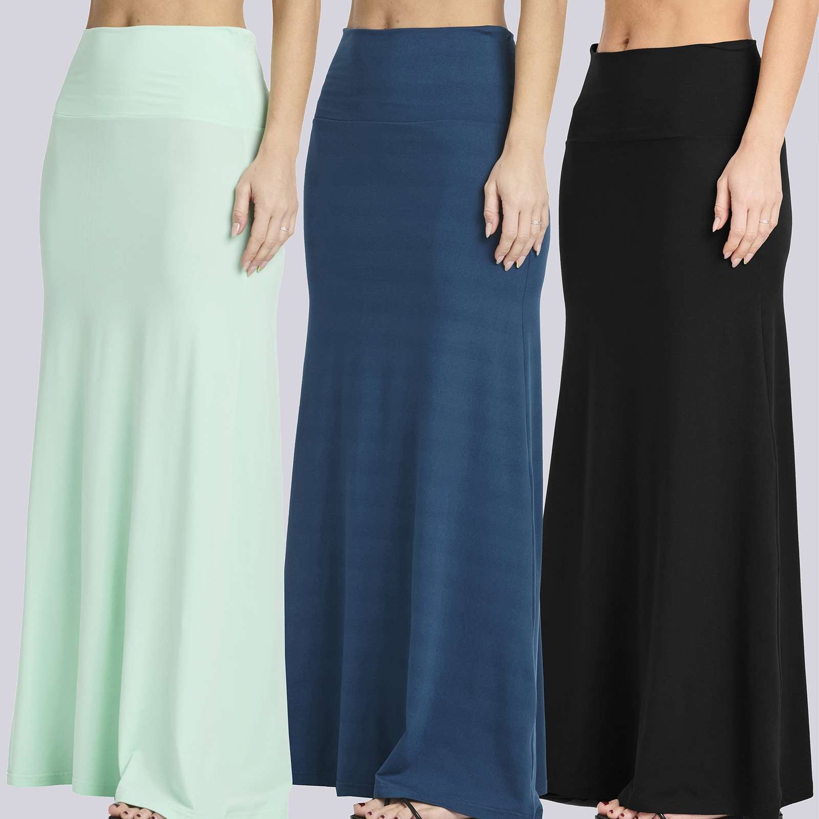 3 Pack: Women's Ultra-Soft Flowy Maxi Skirt