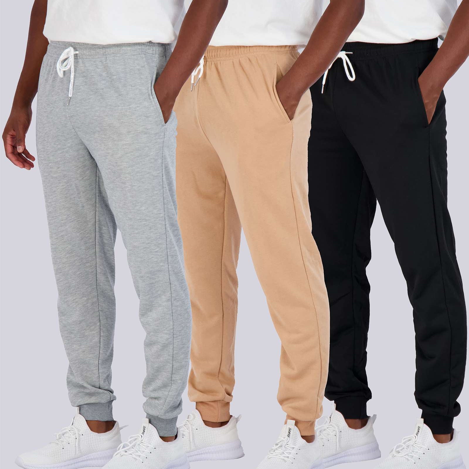 3 Pack: Mens French Terry Casual Jogger Sweatpants