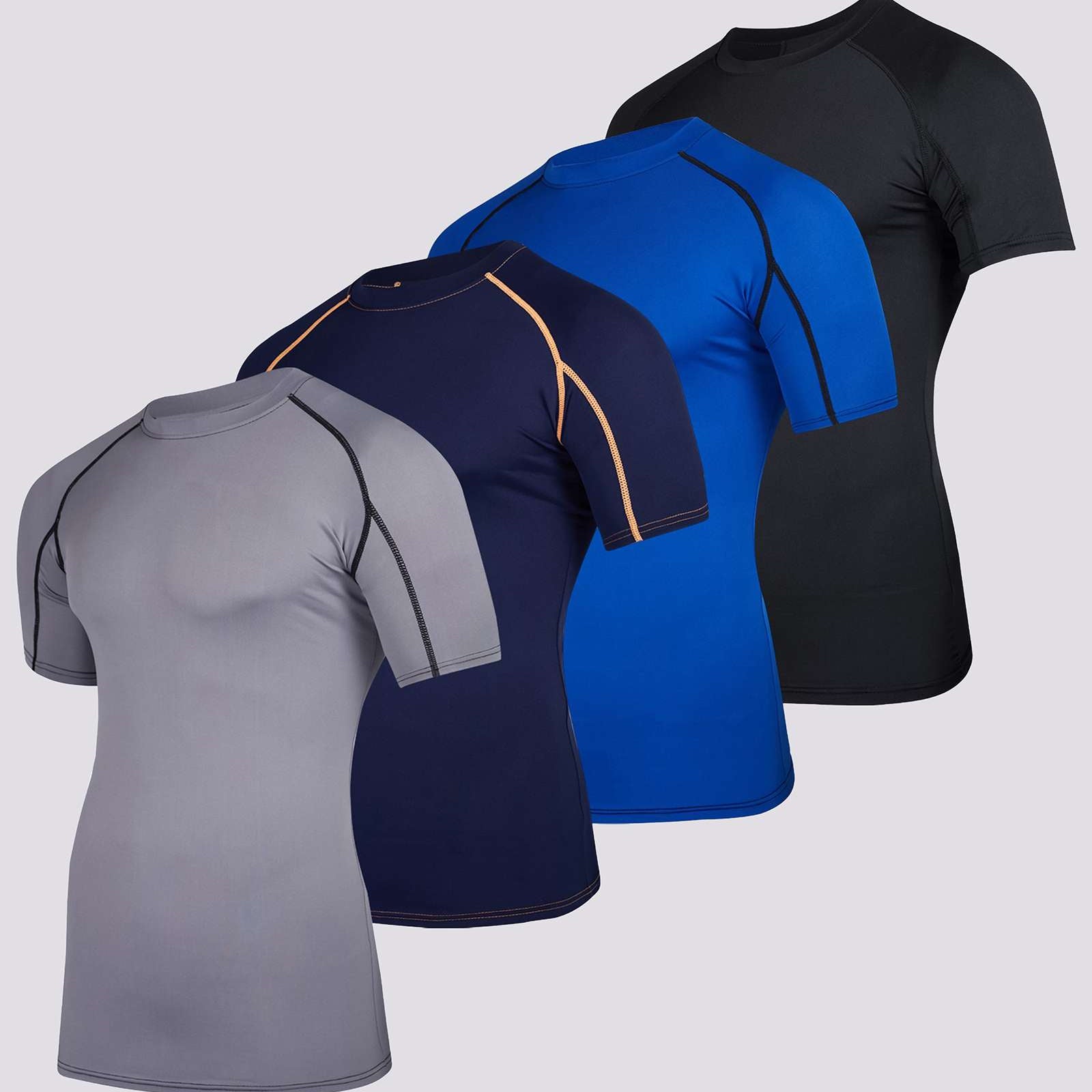 4 Pack: Mens Short Sleeve Compression Shirt
