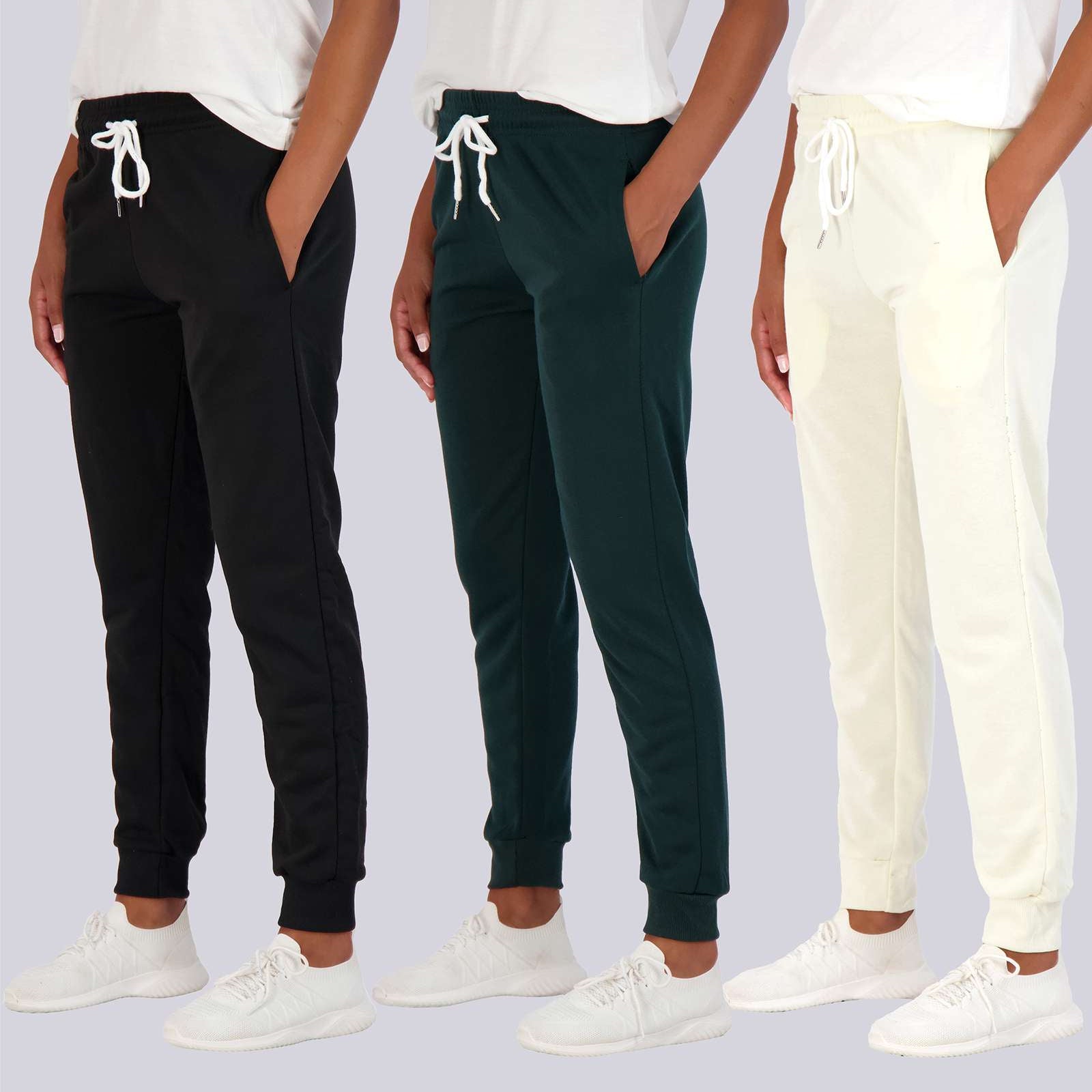 3 Pack: Womens French Terry Lounge Jogger Sweatpants