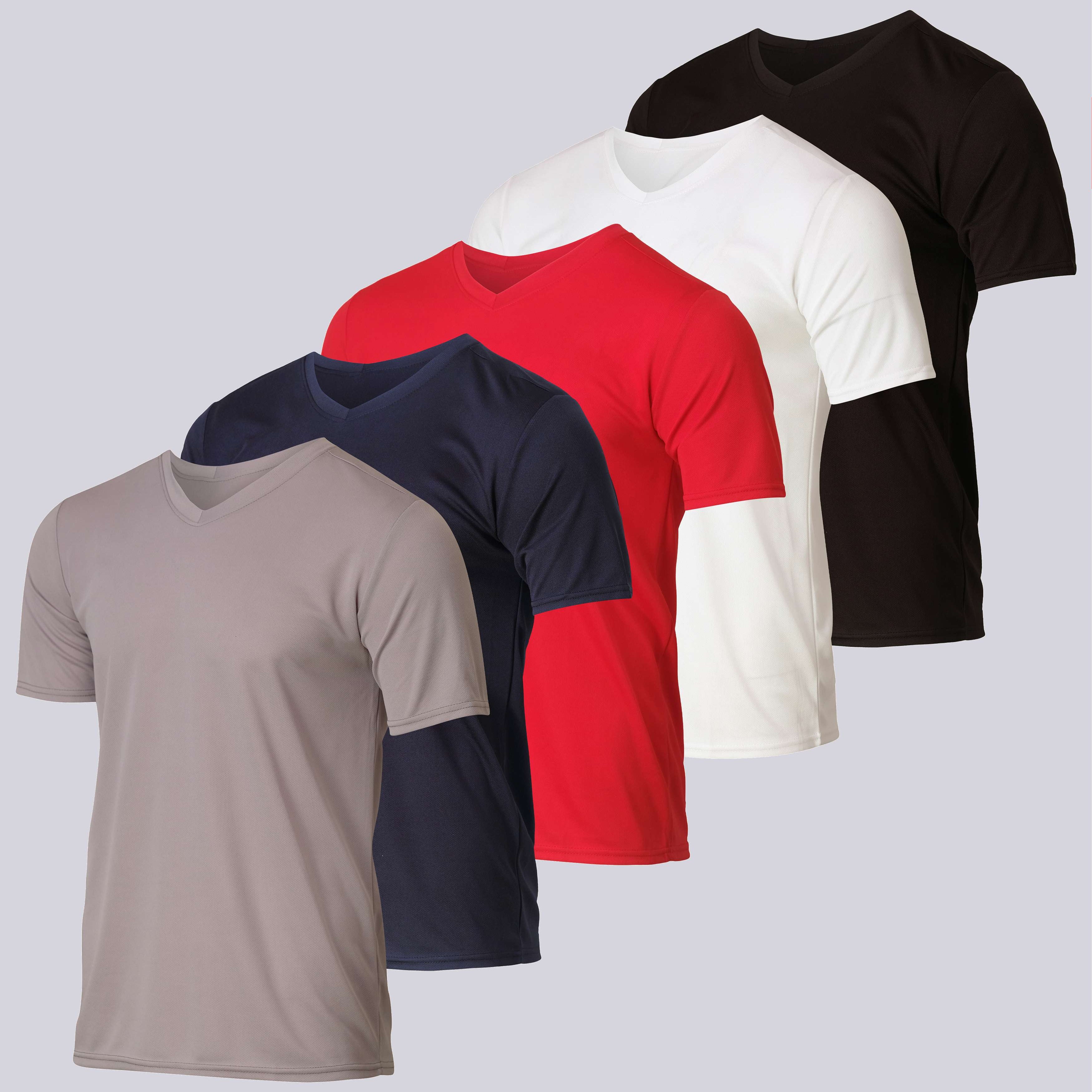 5 Pack: Mens V-Neck Mesh Active Short Sleeve T-Shirt (Available in Big & Tall)