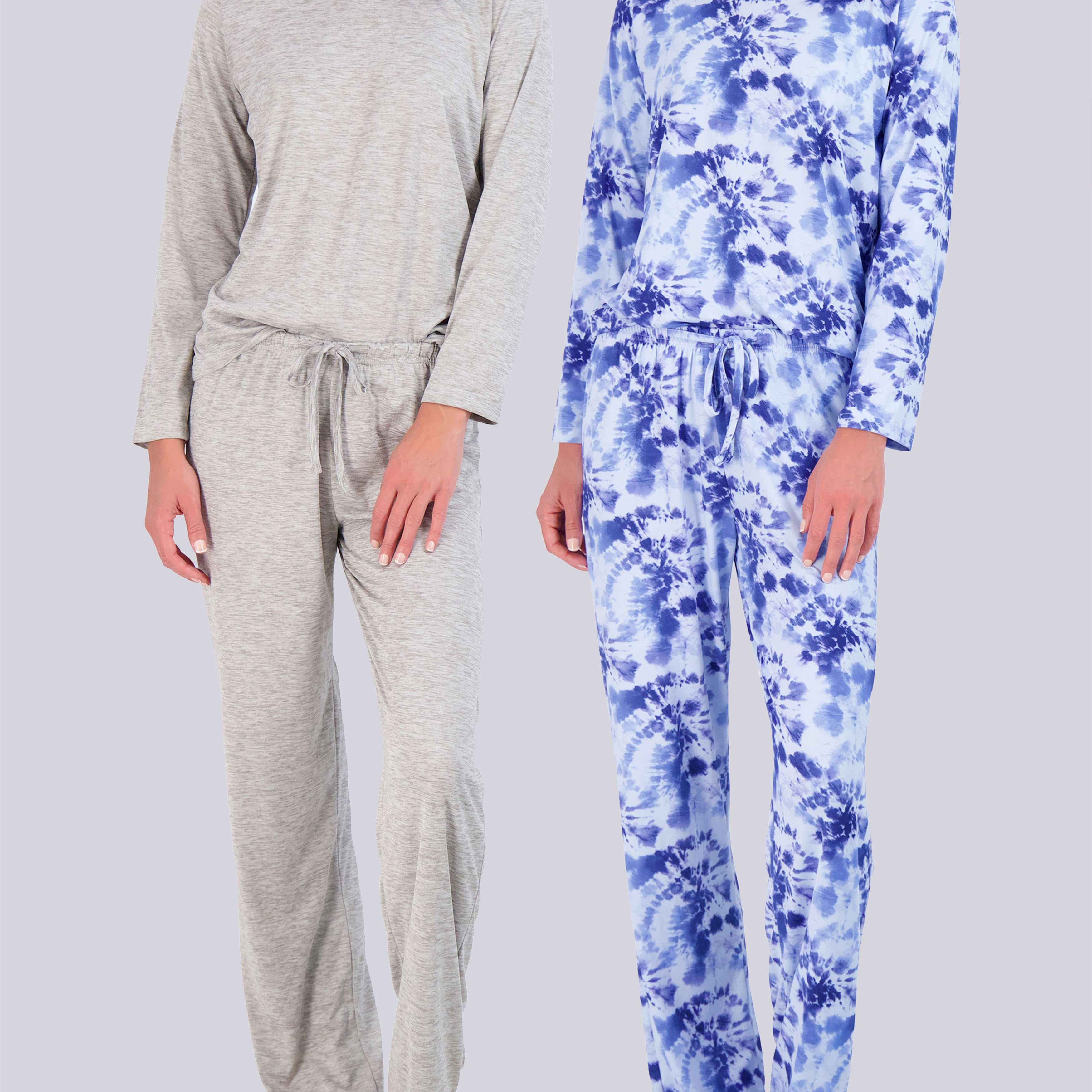 2 Pack: Women’s Pajama Set Super-Soft Long Sleeve Top With Pants