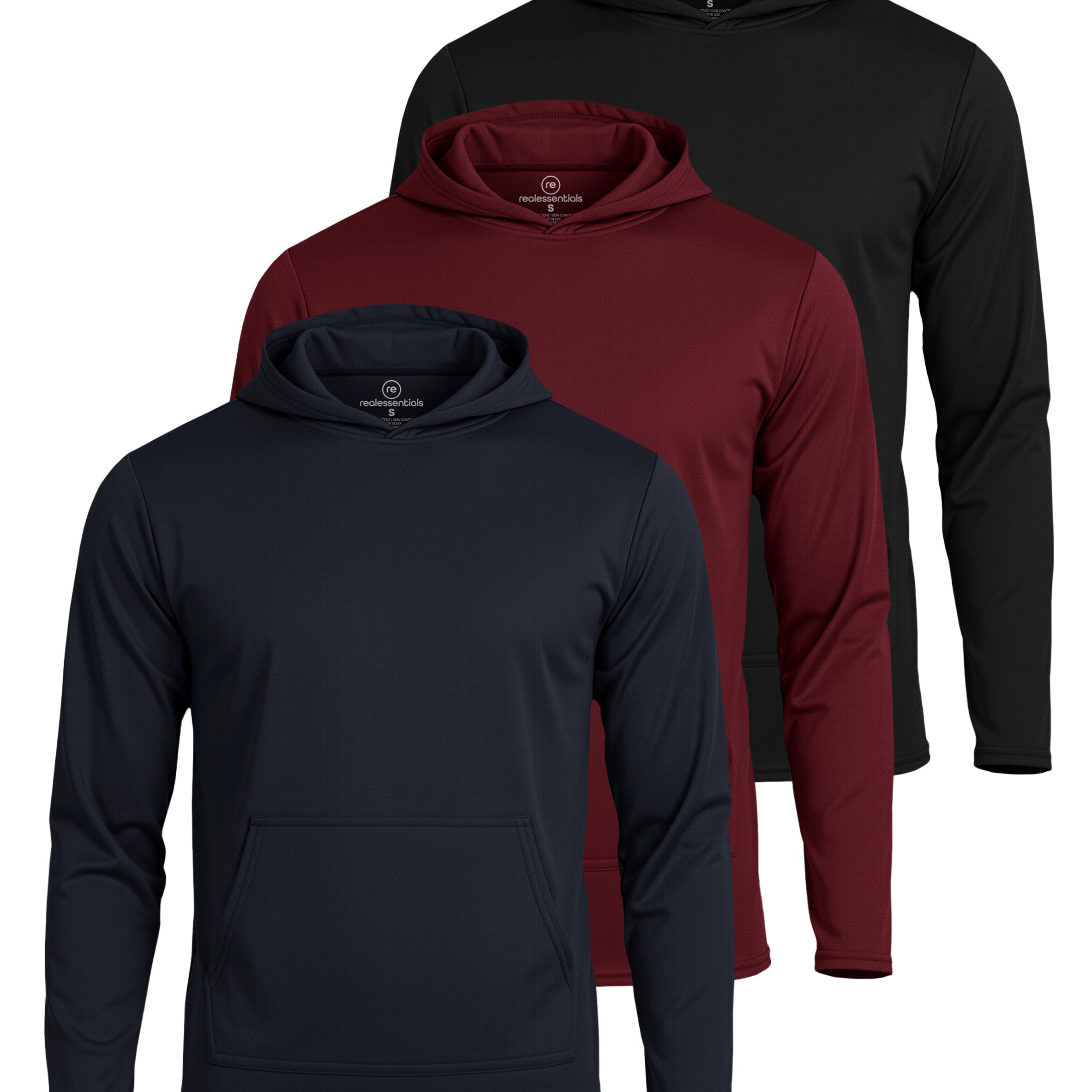 3 Pack: Mens Mesh Pullover Hoodie