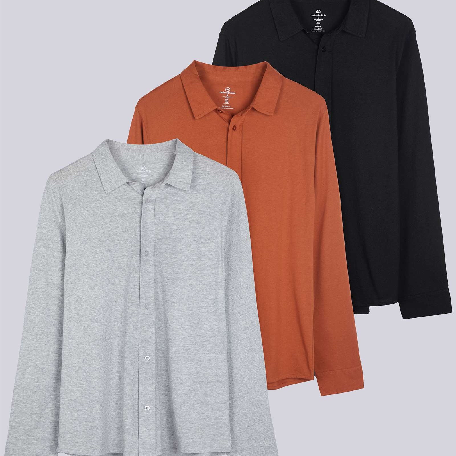 3 Pack: Men's Long Sleeve Button Down Shirt