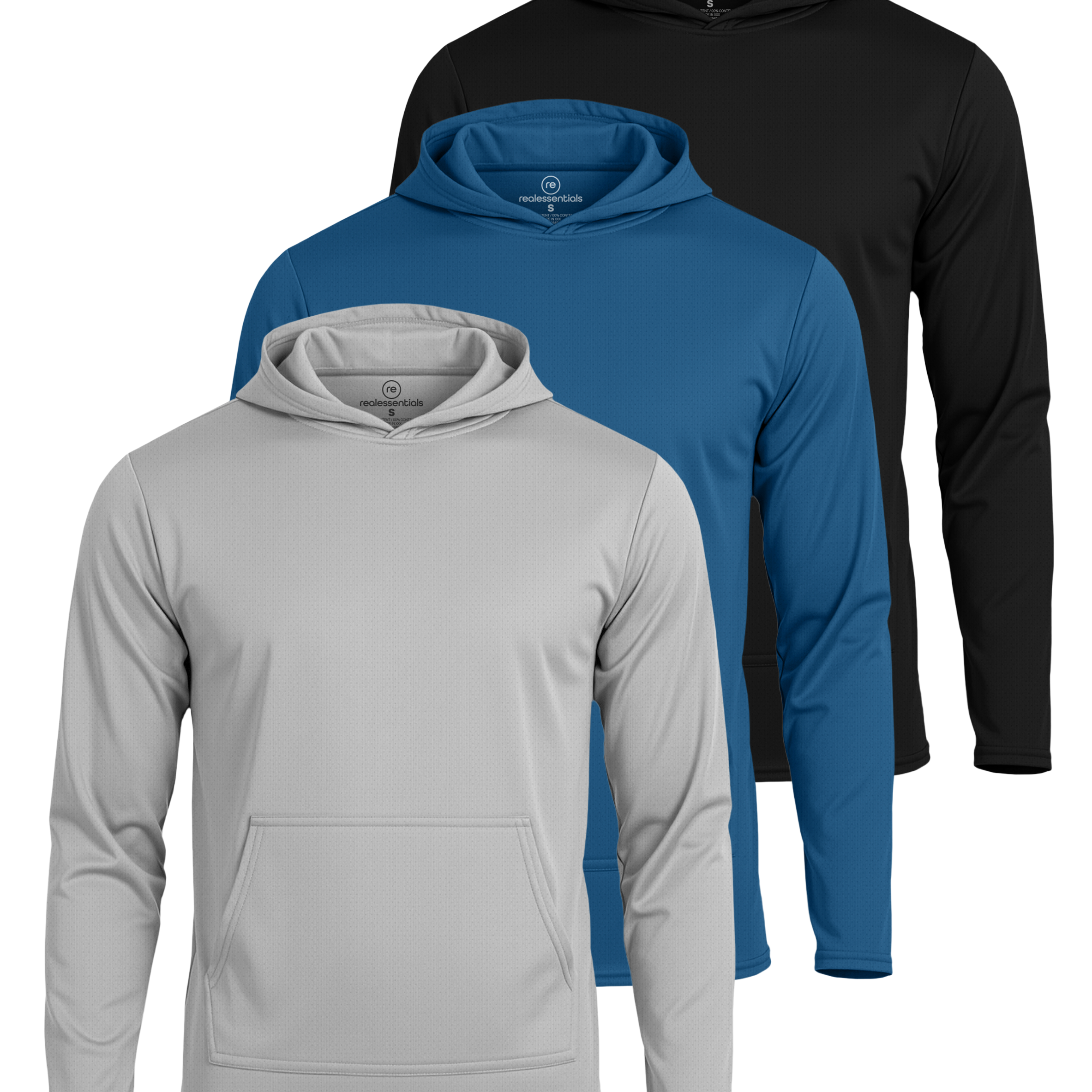 3 Pack: Mens Mesh Pullover Hoodie