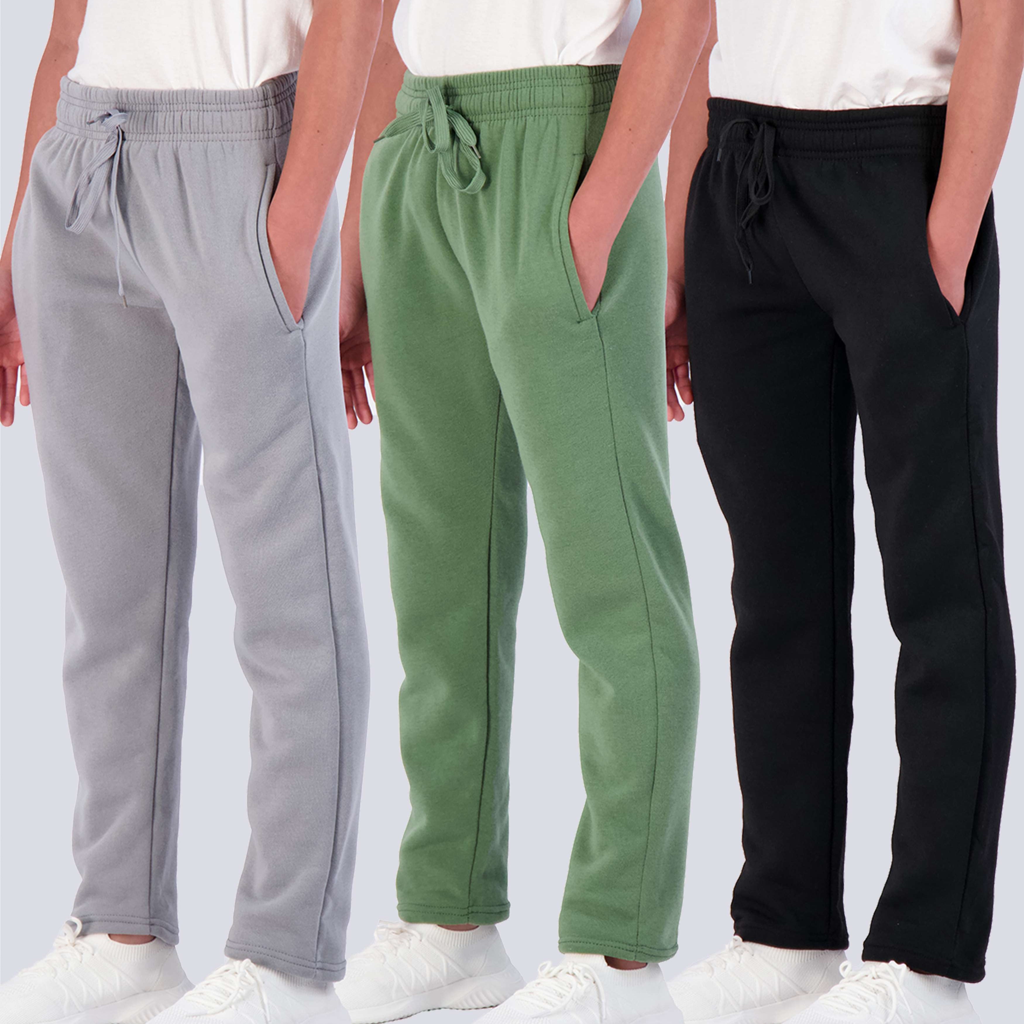 3 Pack: Boys Fleece Open Bottom Sweatpants