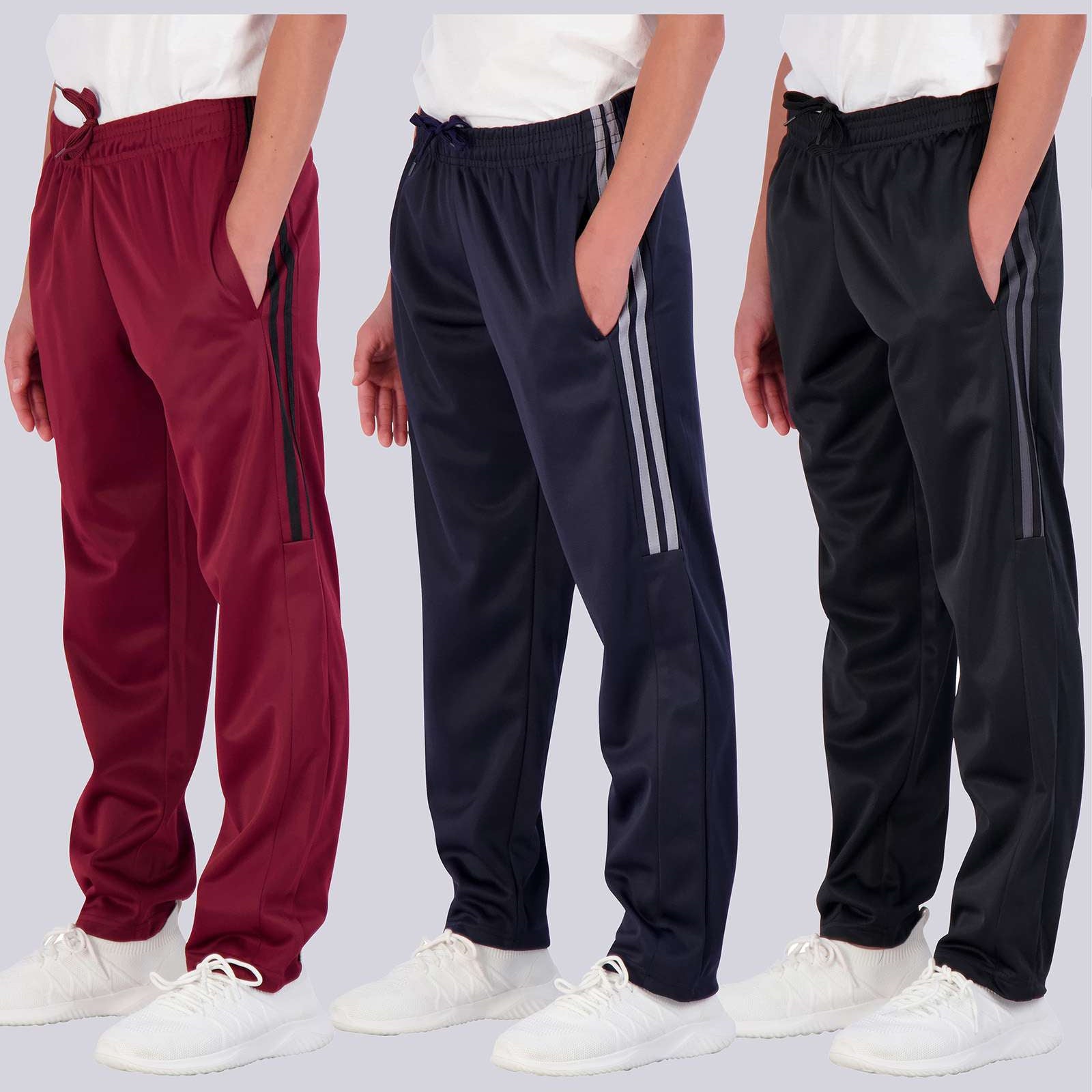 3 Pack: Boys Tricot Open Bottom Fleece-Lined Sweatpants