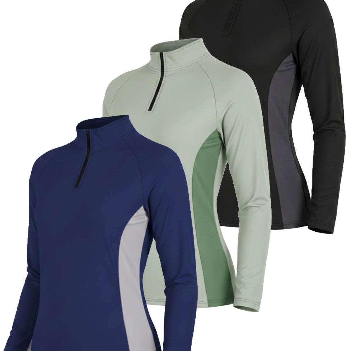 3 Pack: Womens Dry-Fit Active Long Sleeve Quarter Zip
