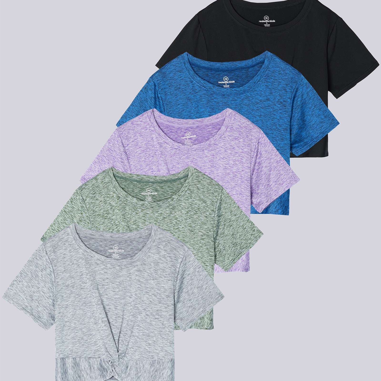 5 Pack: Women's Short Sleeve Twist Front Crop Top