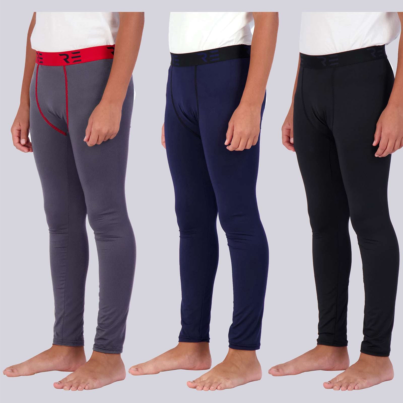 3 Pack: Boys Compression Pants Base Layer