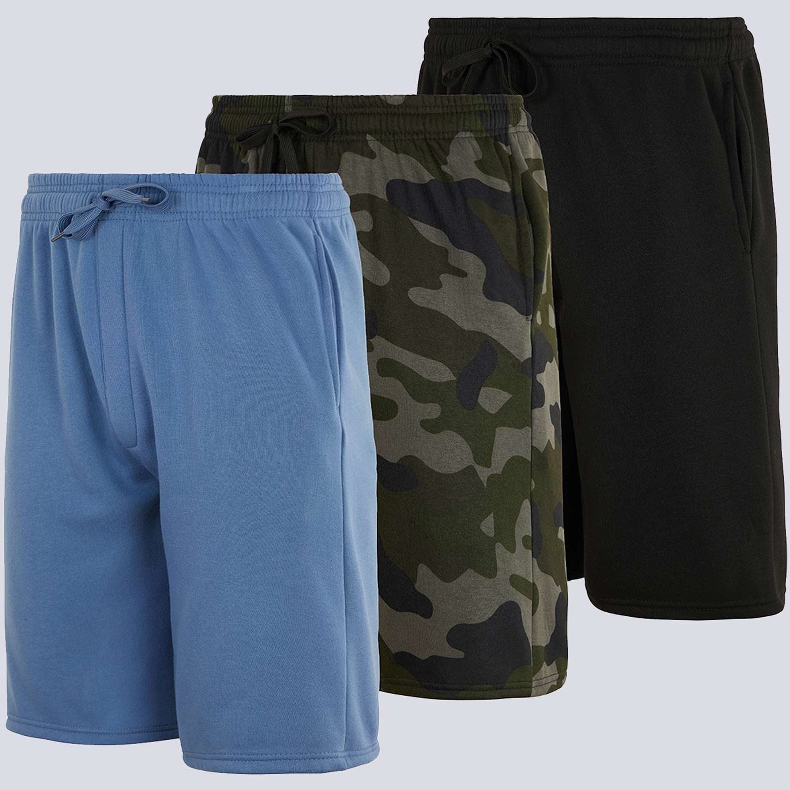 3 Pack: Mens 9" Fleece Casual Lounge Shorts