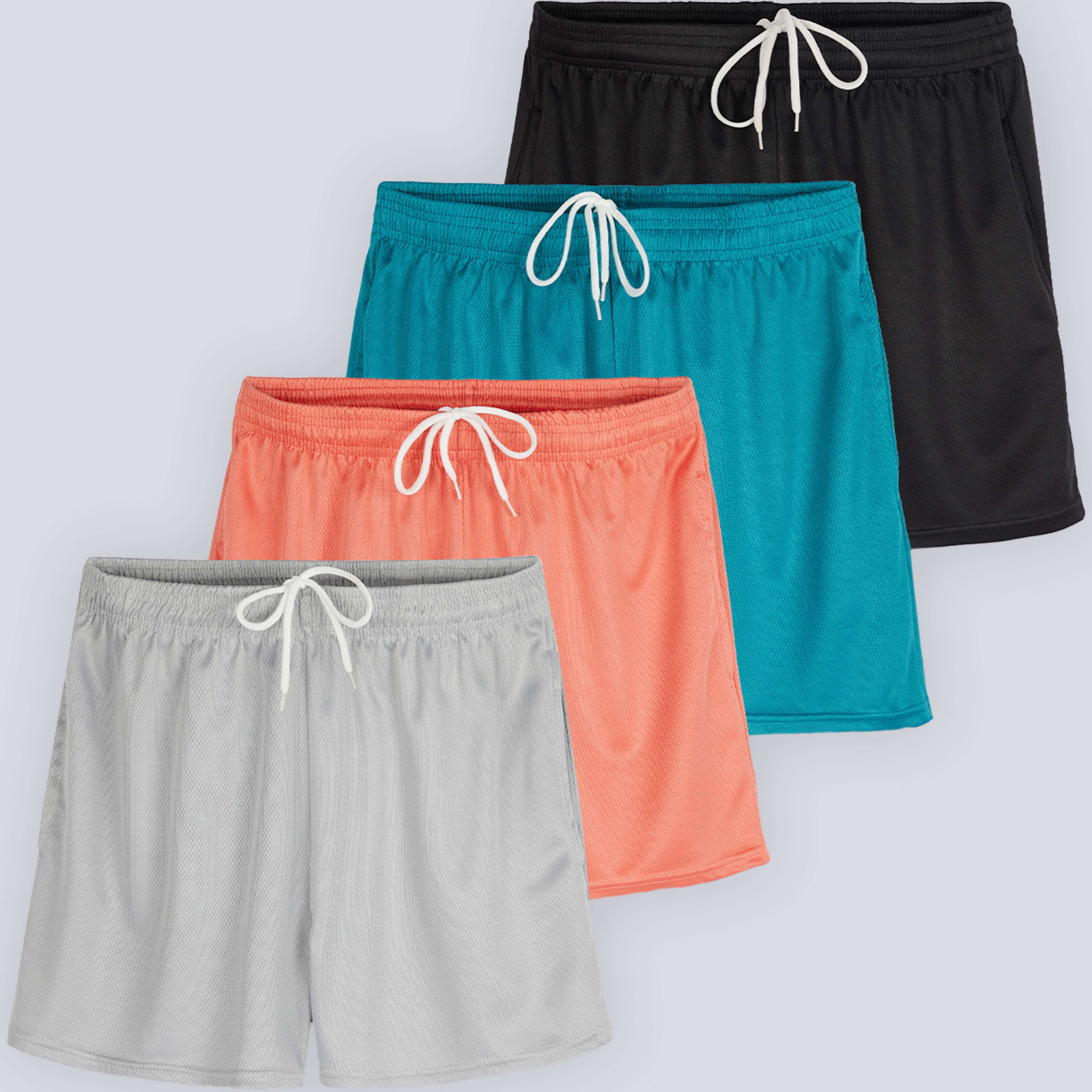 4 Pack: Womens Active Mesh Shorts