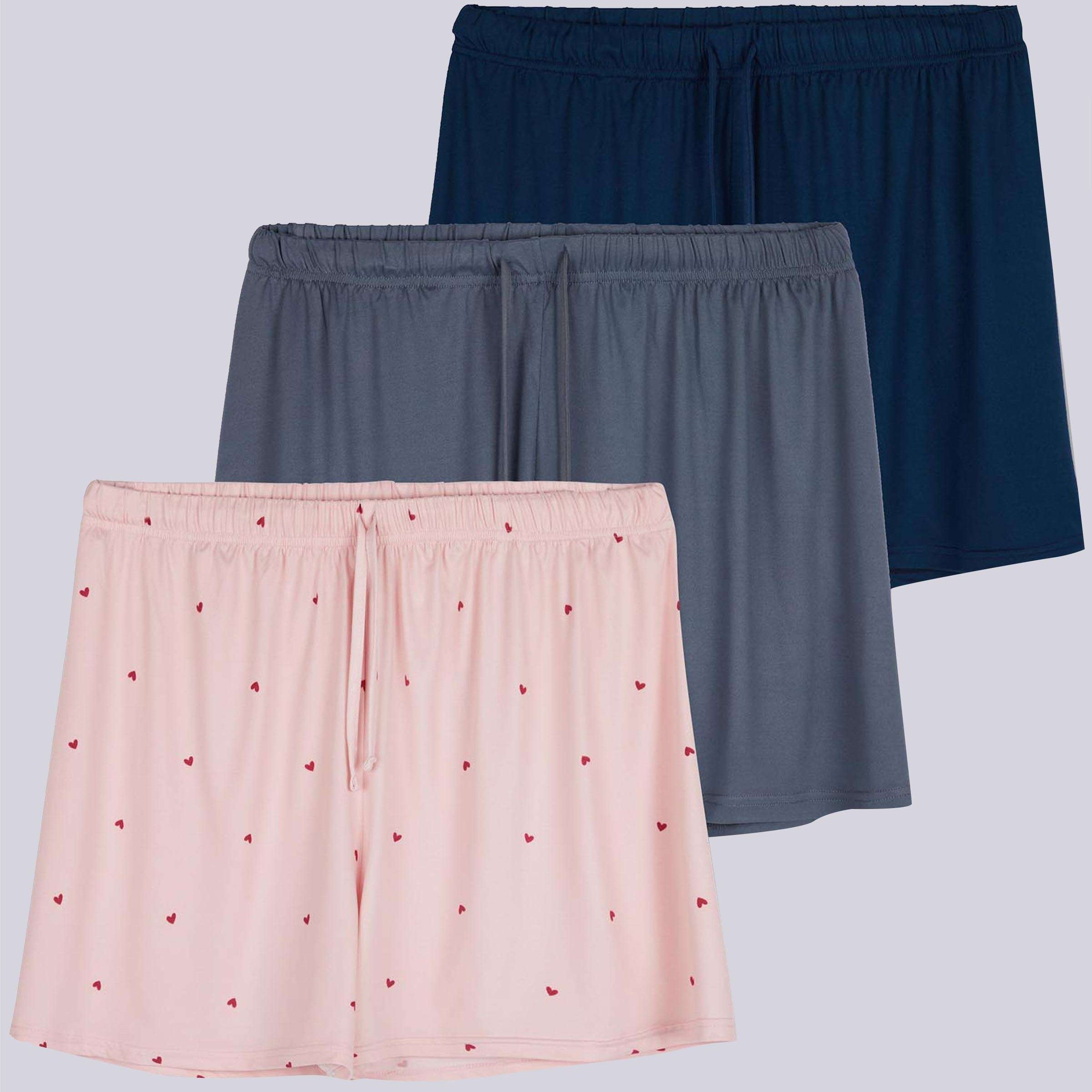 3 Pack: Womens Ultra-Soft Pajama Lounge Shorts