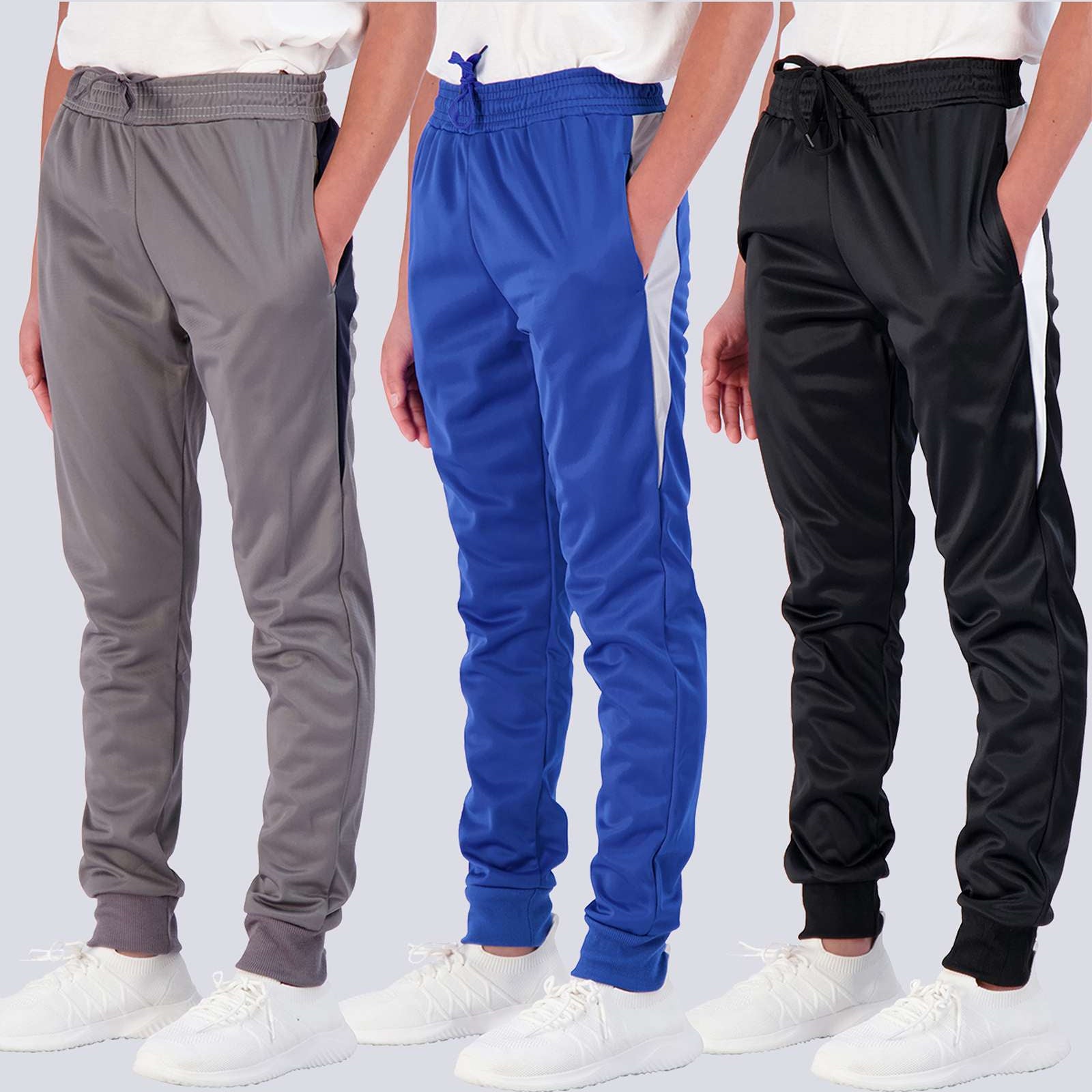 3 Pack: Boys Active Fleece-Lined Tricot Jogger Sweatpants