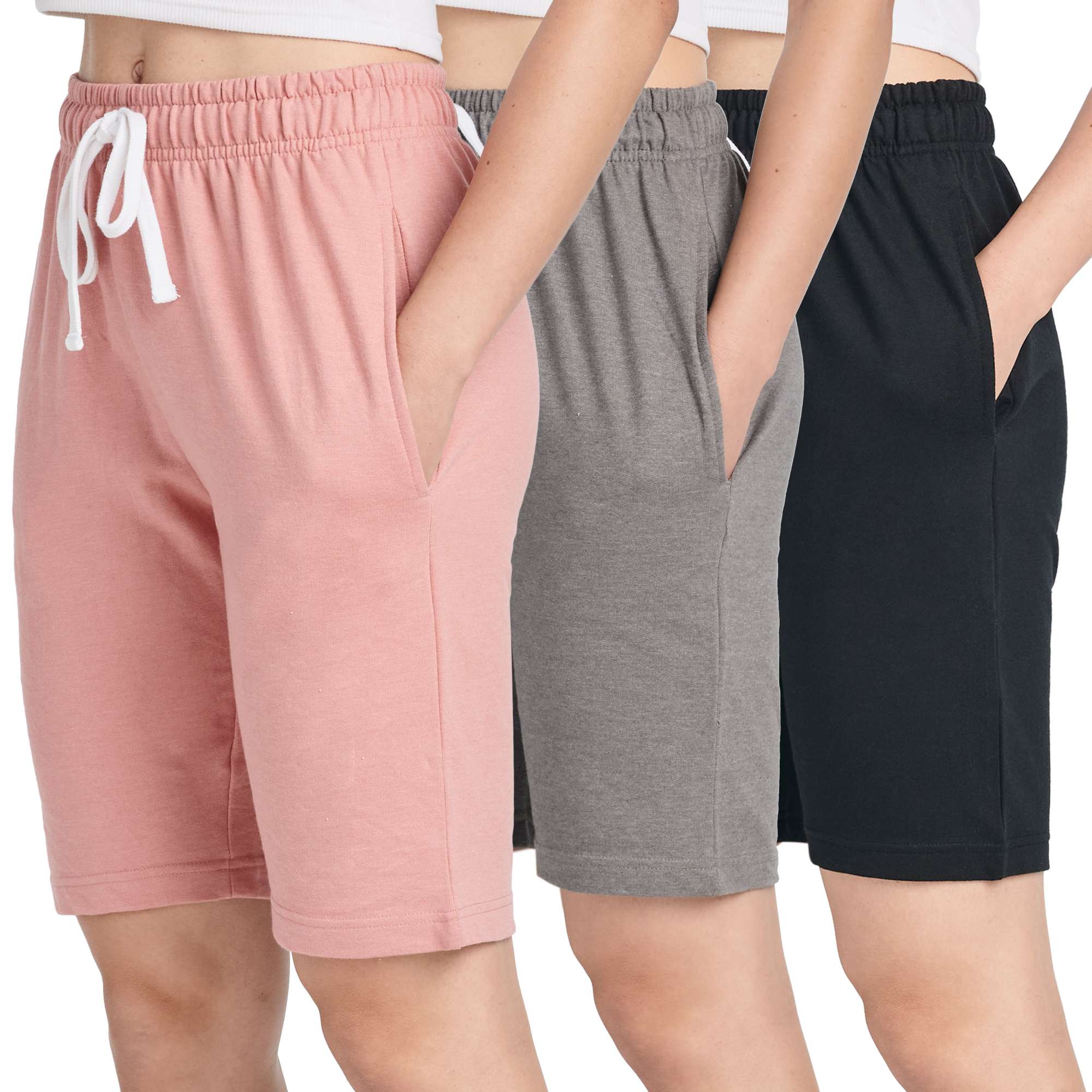 3 Pack: Womens French Terry 9" Bermuda Shorts