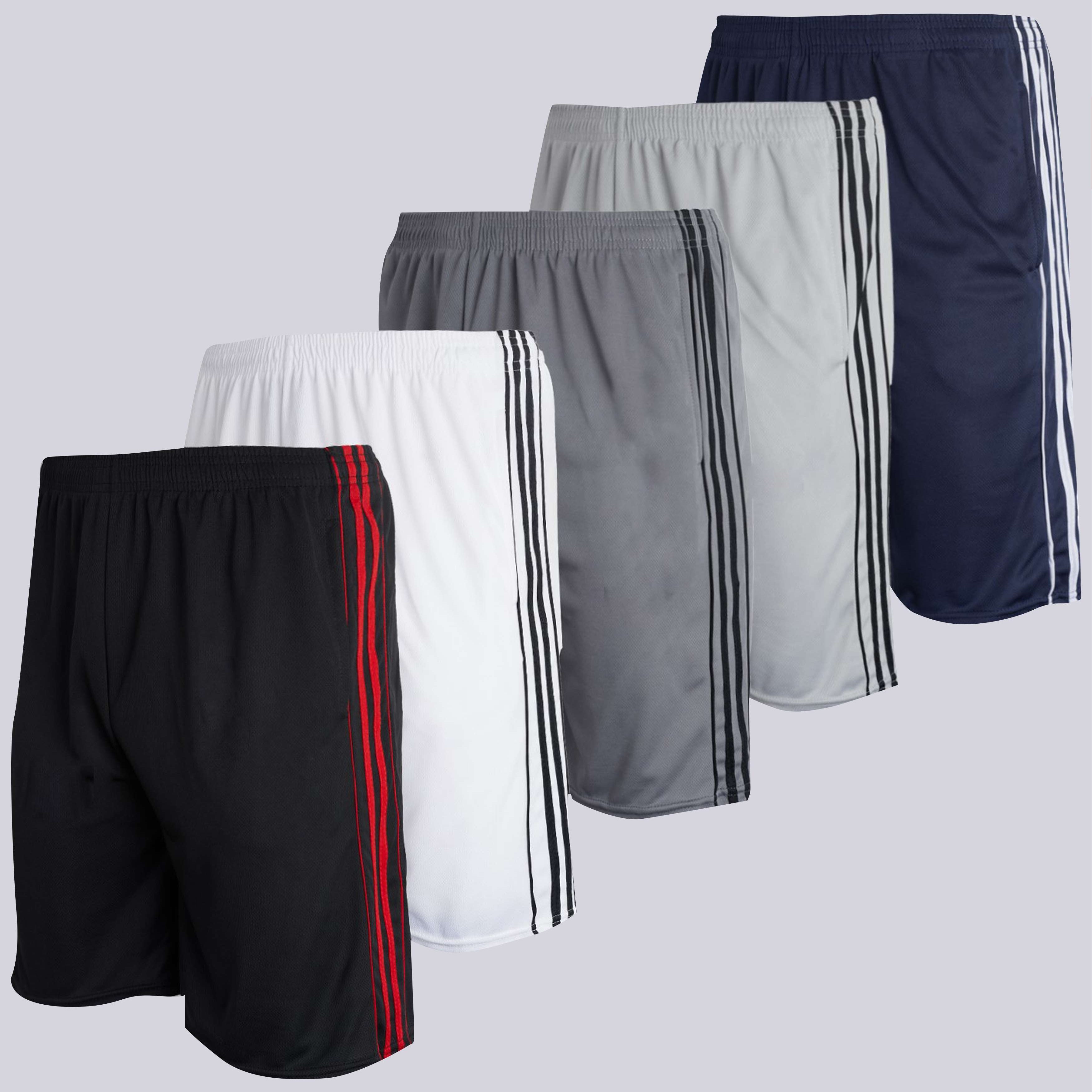 5 Pack: Men's Mesh Athletic Gym Shorts