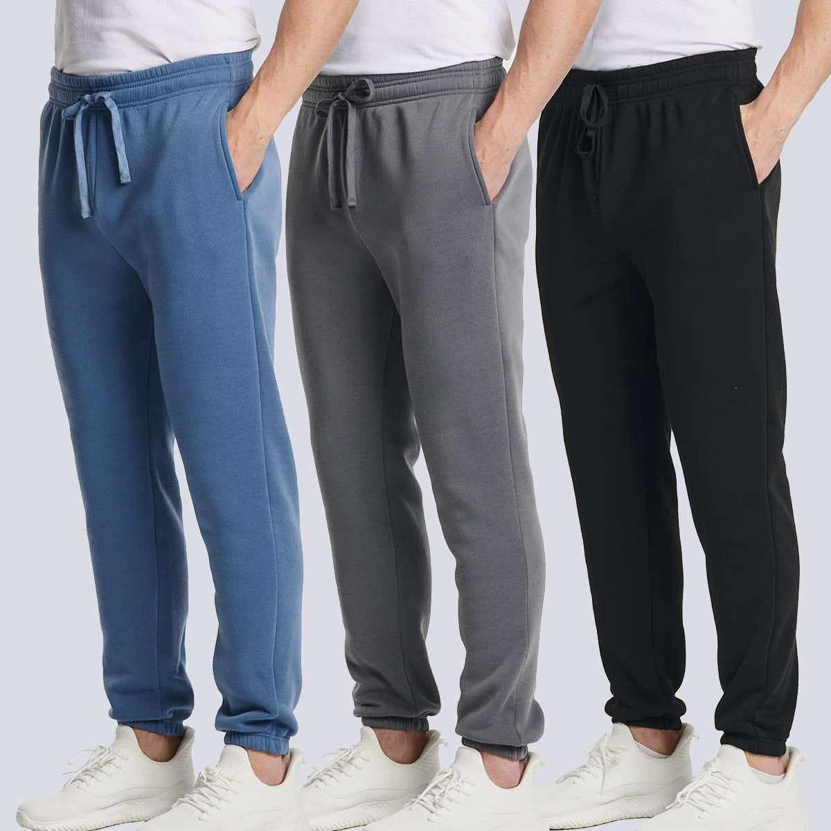 3 Pack: Men's Fleece Jogger Sweatpants (Available in Big & Tall)