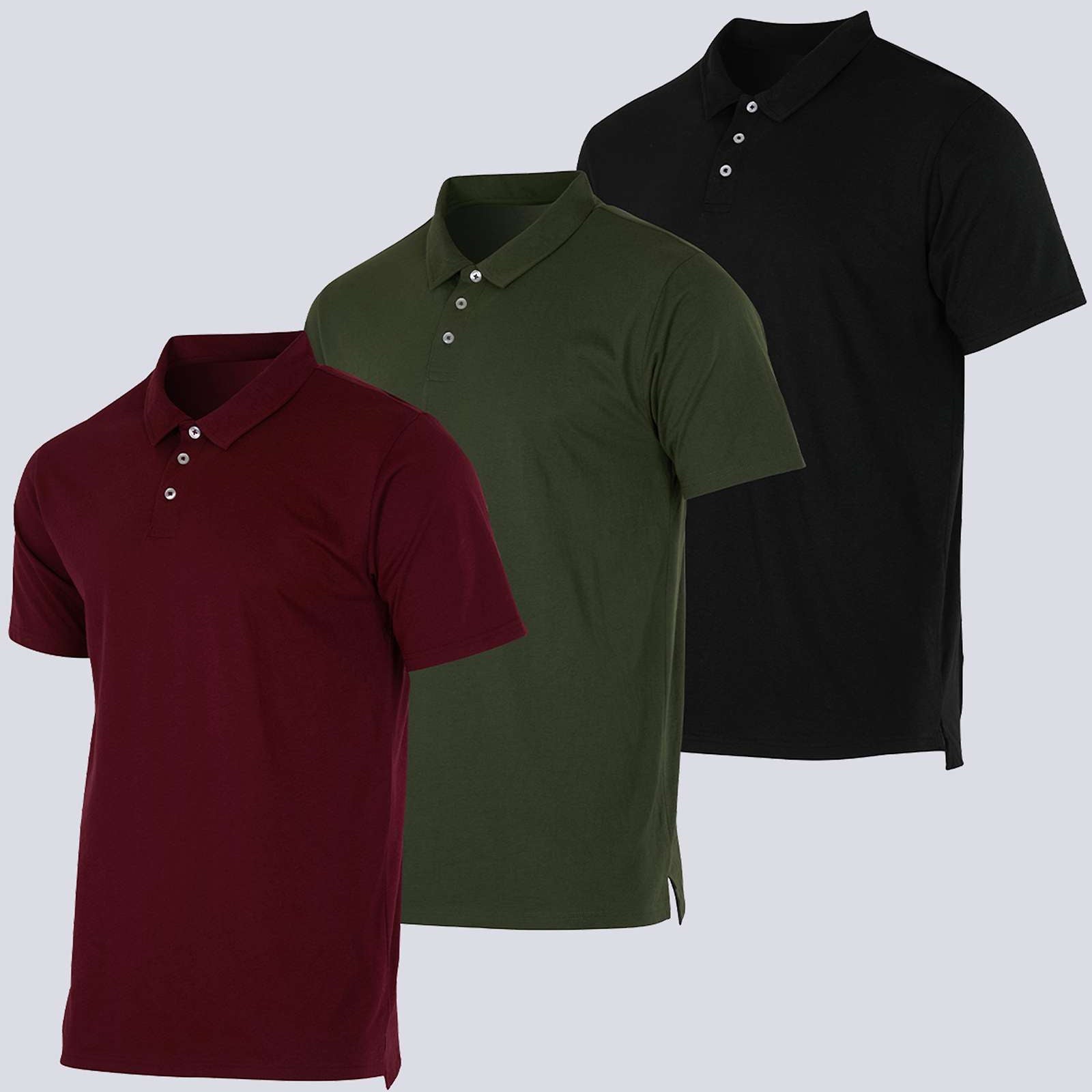3 Pack: Men's Jersey Cotton Short Sleeve Polo Shirt