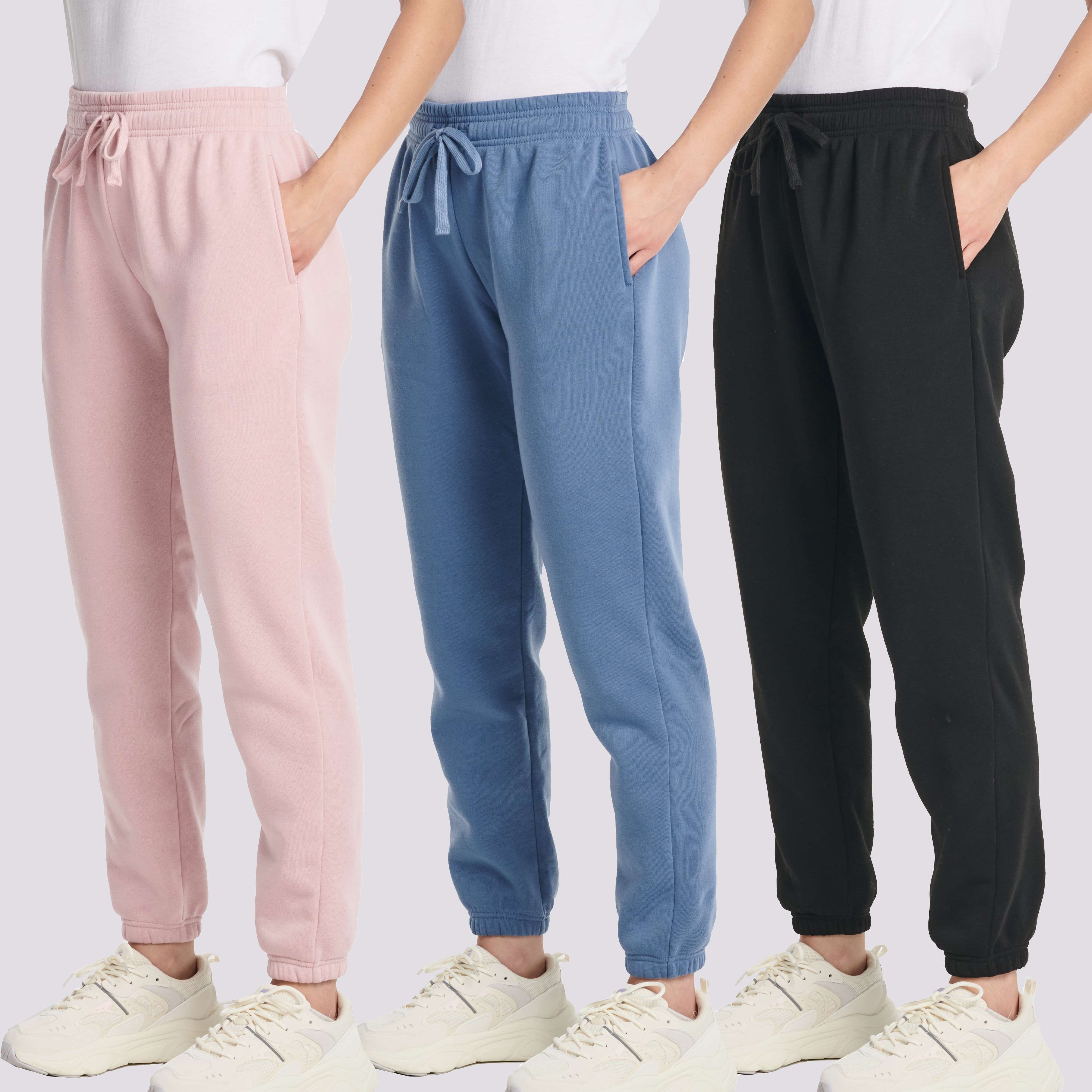 3 Pack: Women's Fleece Jogger Sweatpants with Elastic Cuff (Available in Plus Size)