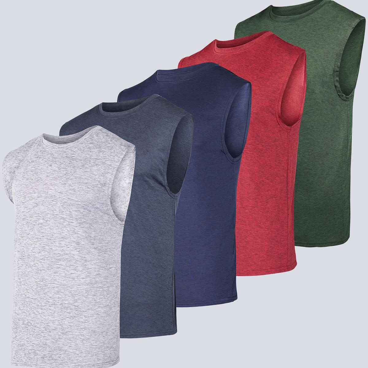 5 Pack: Mens Dry-Fit Active Tech Tank Top