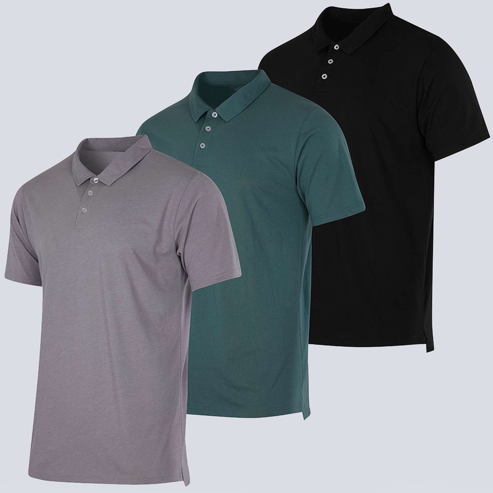 3 Pack: Men's Jersey Cotton Short Sleeve Polo Shirt