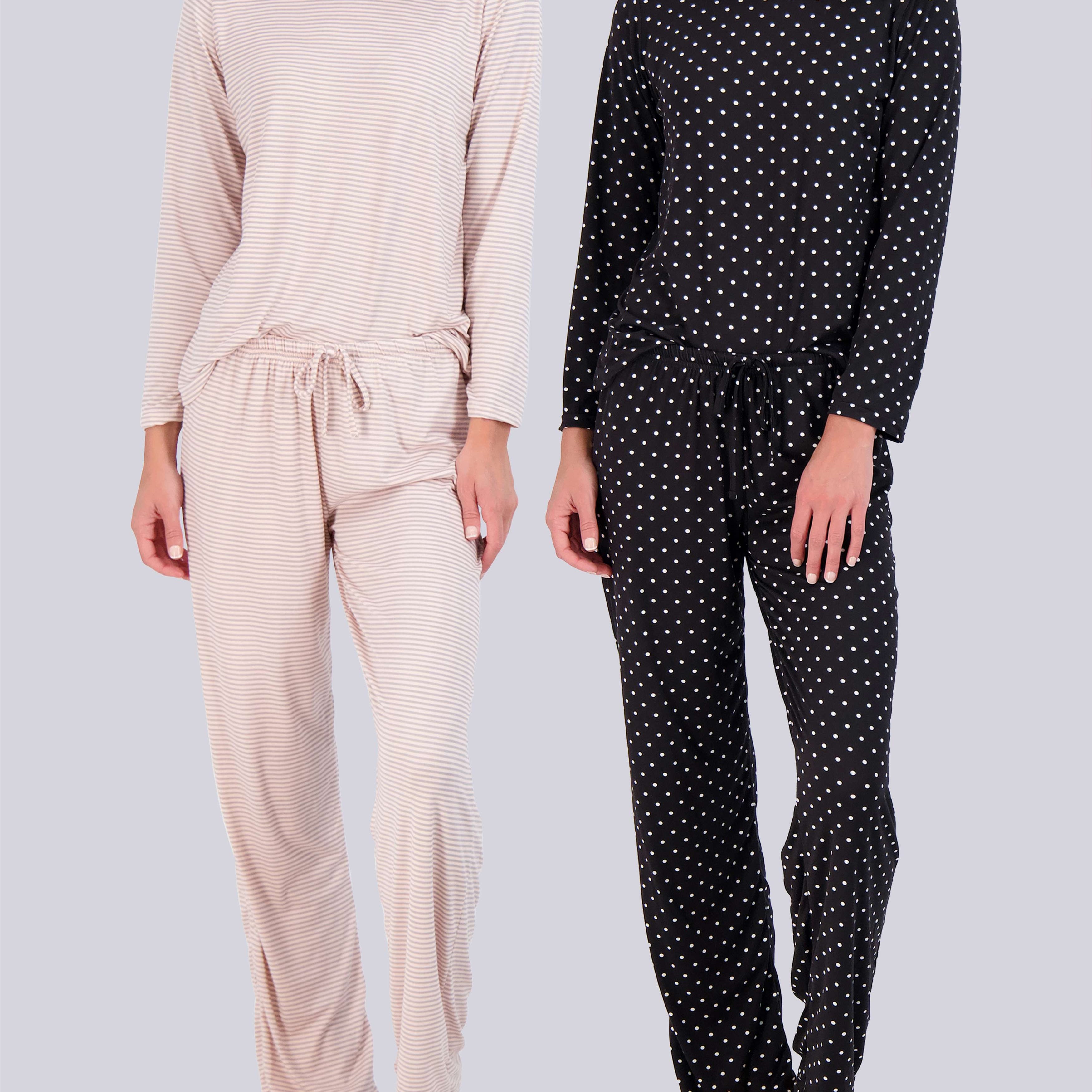 2 Pack: Women’s Pajama Set Super-Soft Long Sleeve Top With Pants