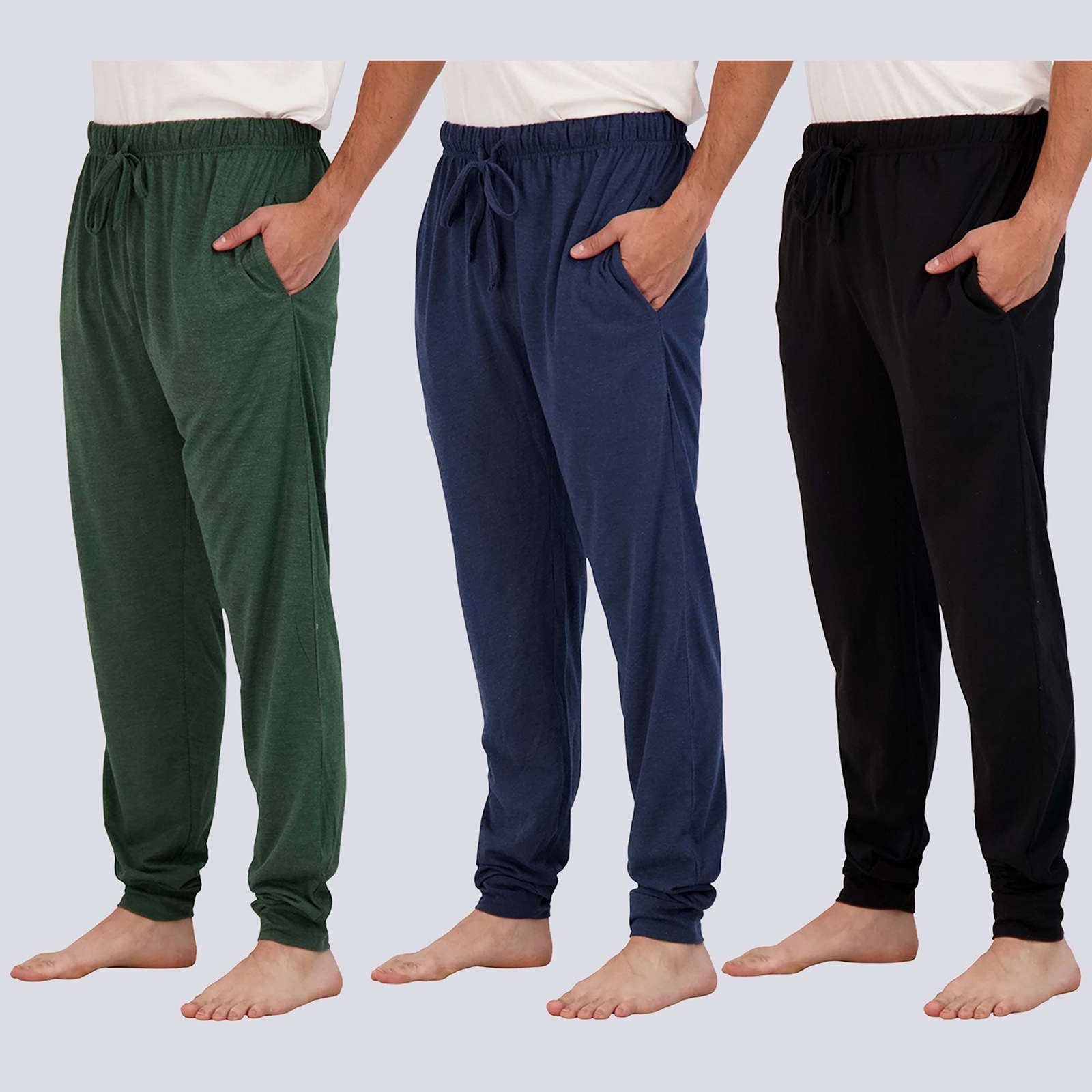 3 Pack: Mens Cotton Sleep Lounge Joggers